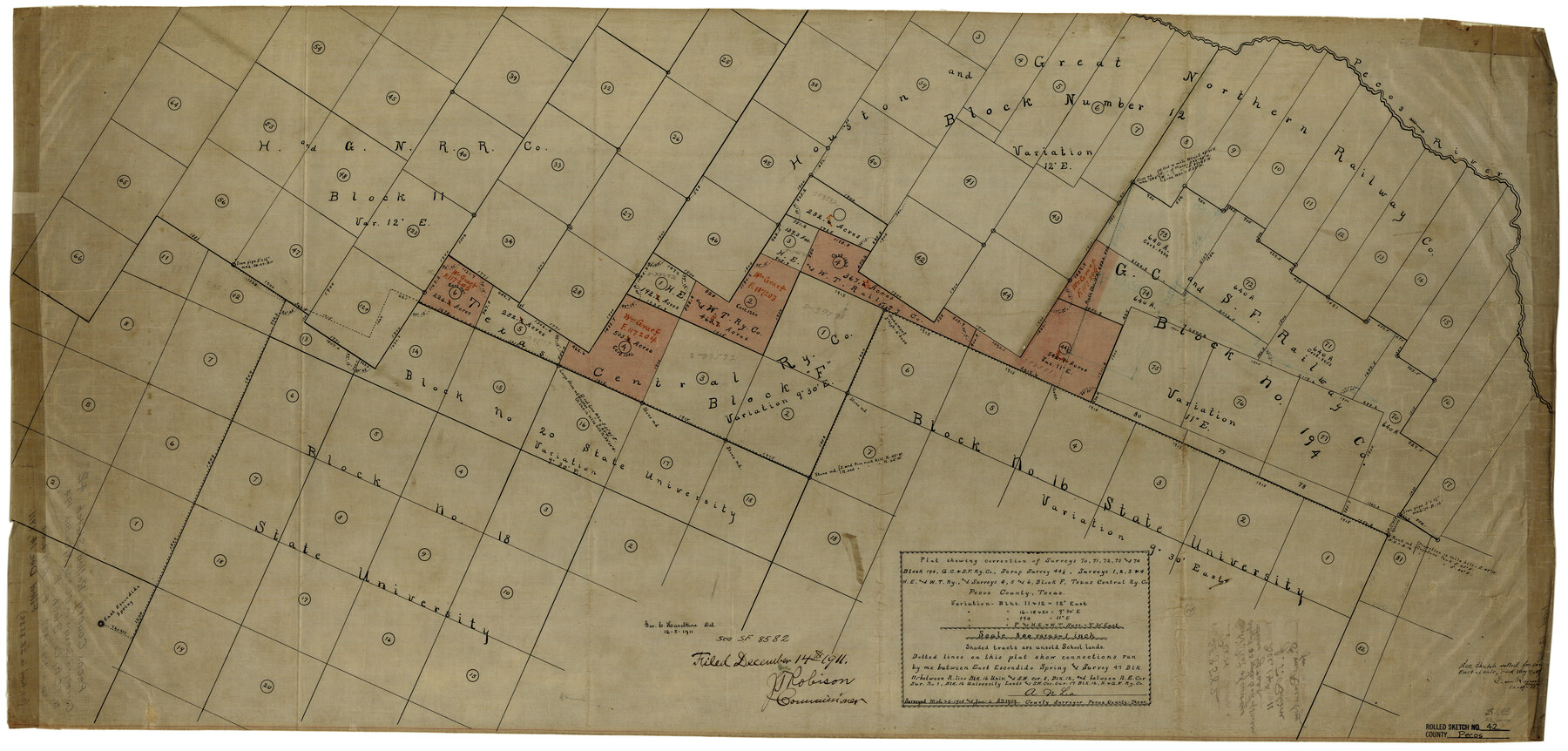 7220, Pecos County Rolled Sketch 42, General Map Collection
