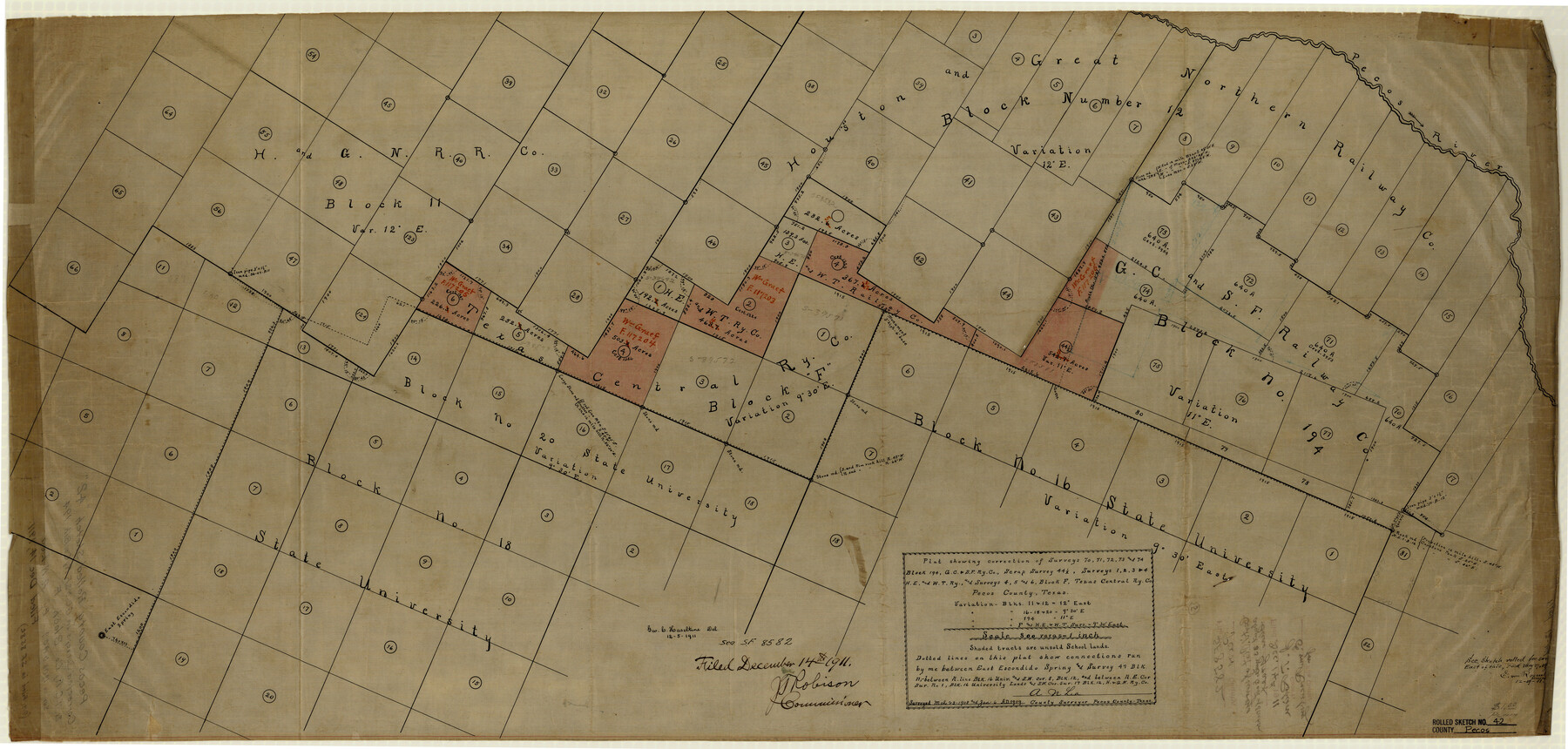 7220, Pecos County Rolled Sketch 42, General Map Collection