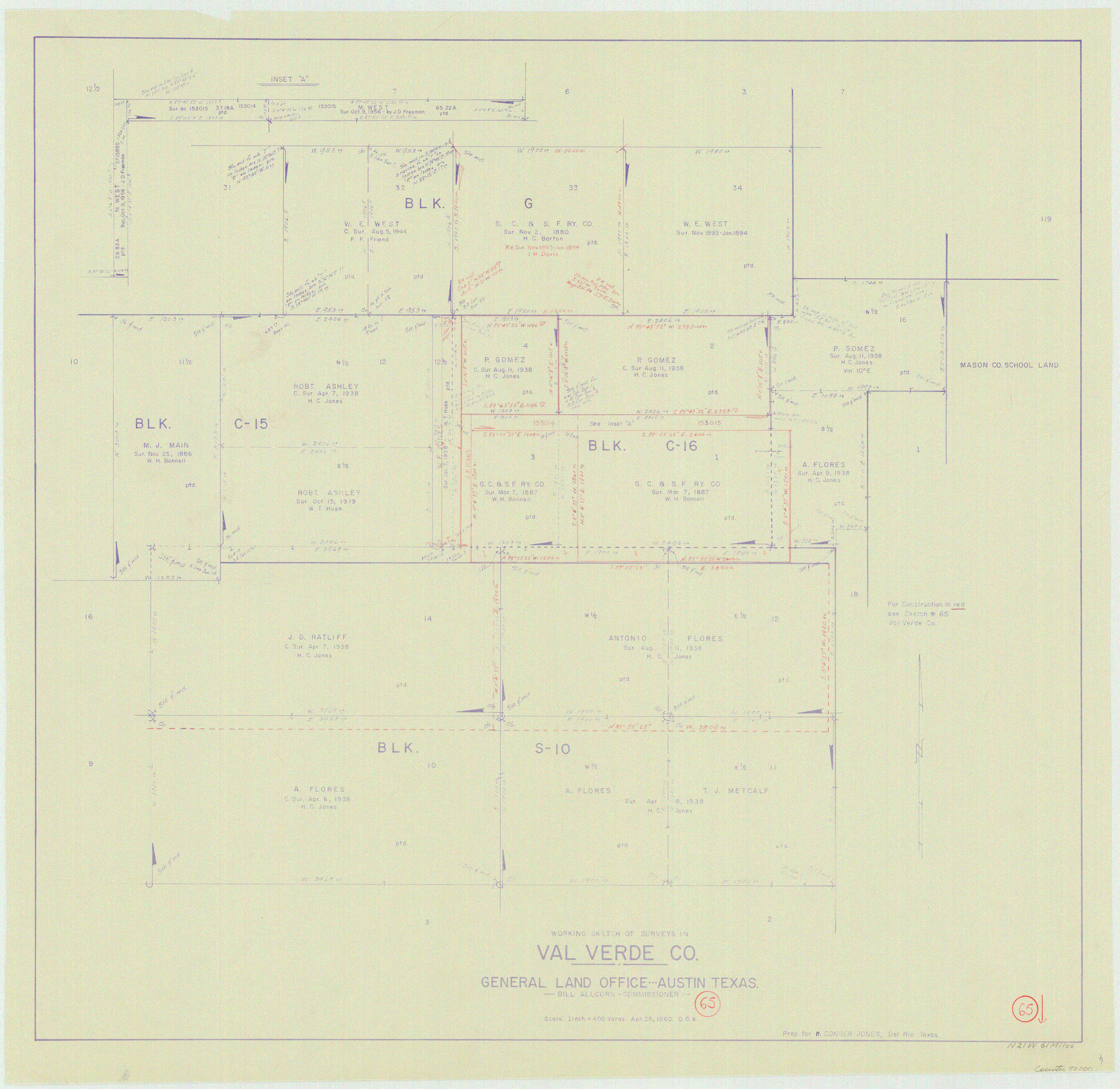 72200, Val Verde County Working Sketch 65, General Map Collection