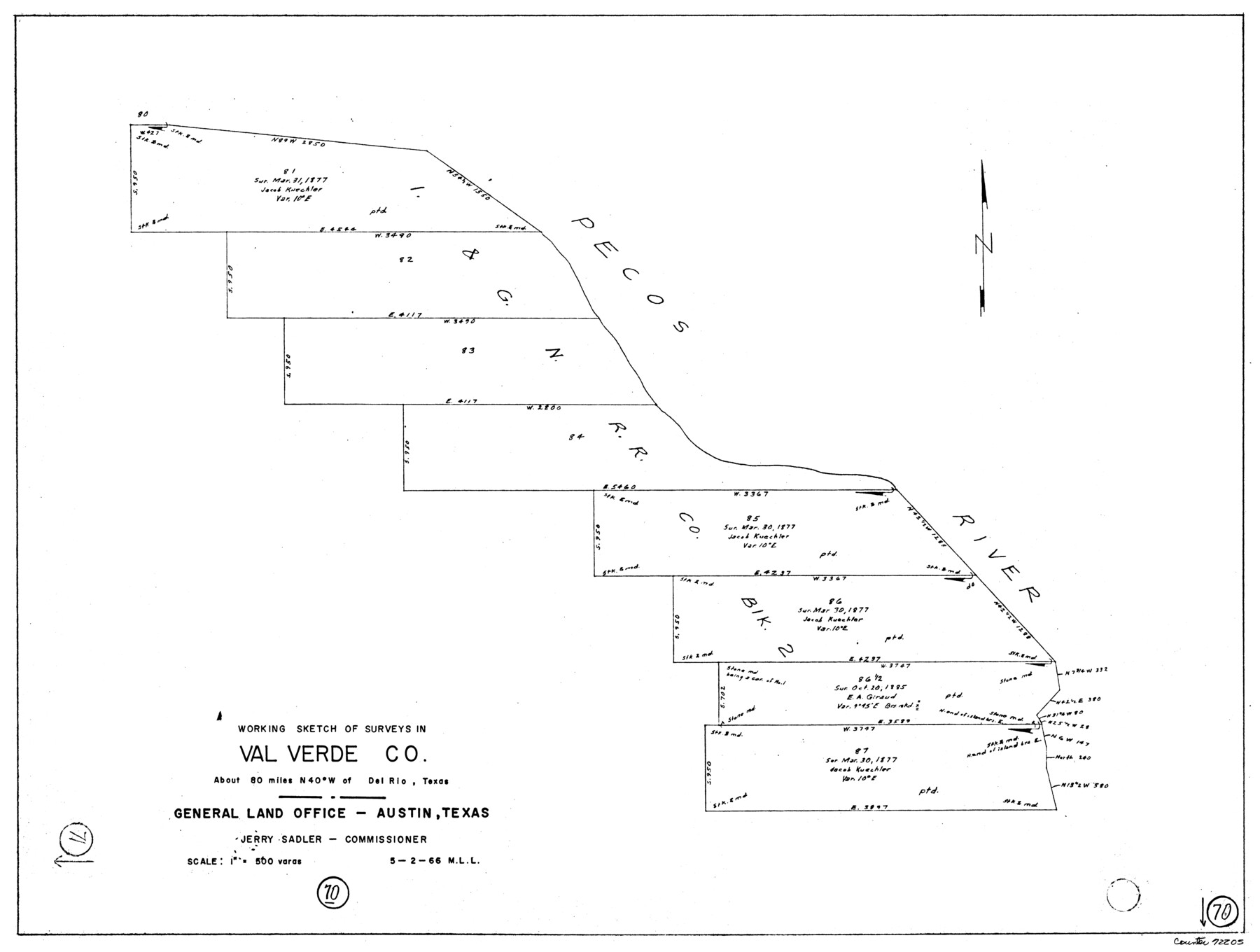 72205, Val Verde County Working Sketch 70, General Map Collection