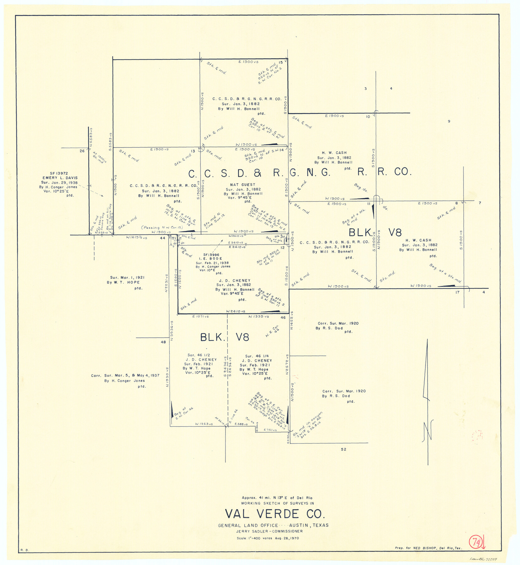 72209, Val Verde County Working Sketch 74, General Map Collection