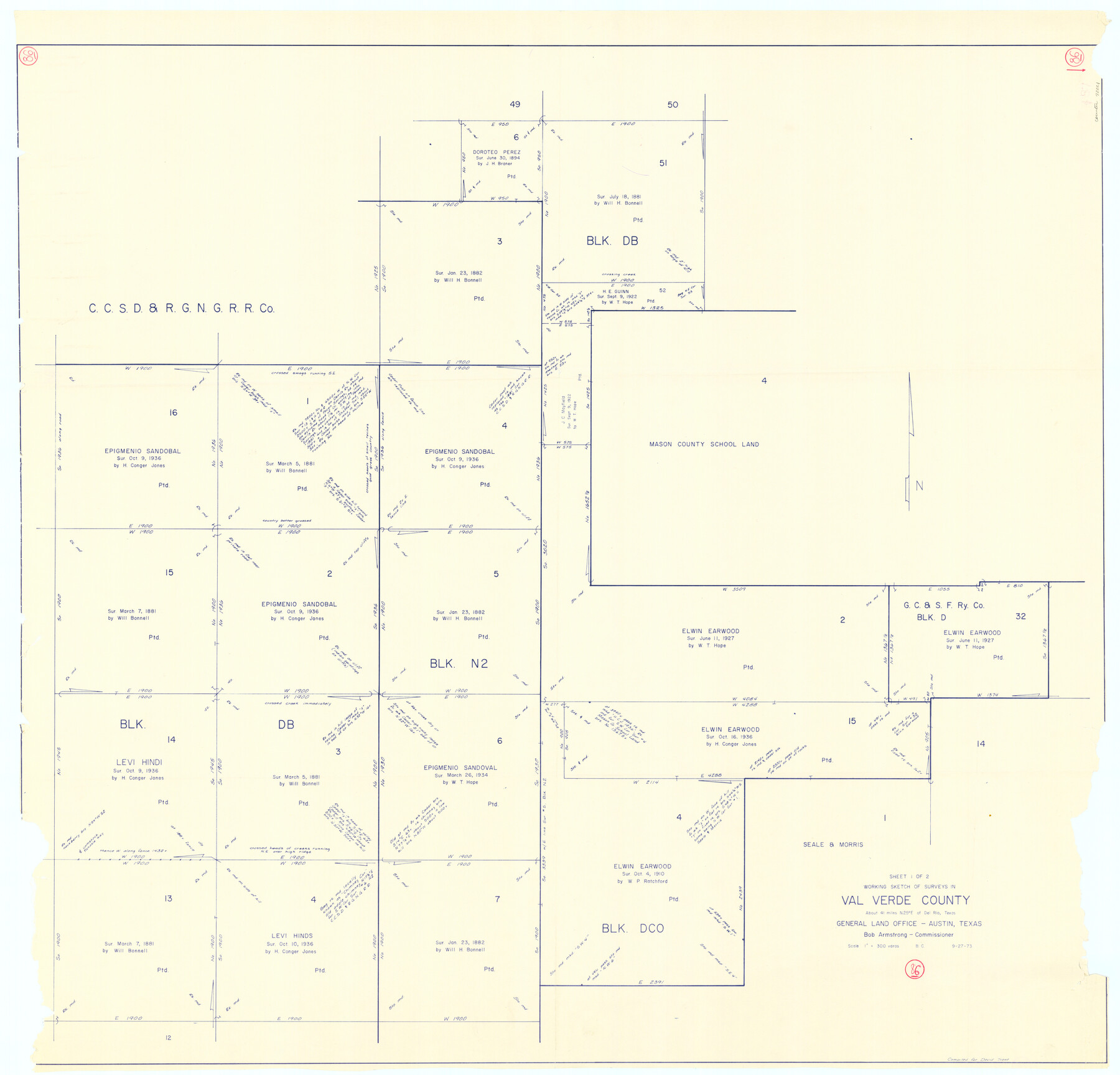 72221, Val Verde County Working Sketch 86, General Map Collection