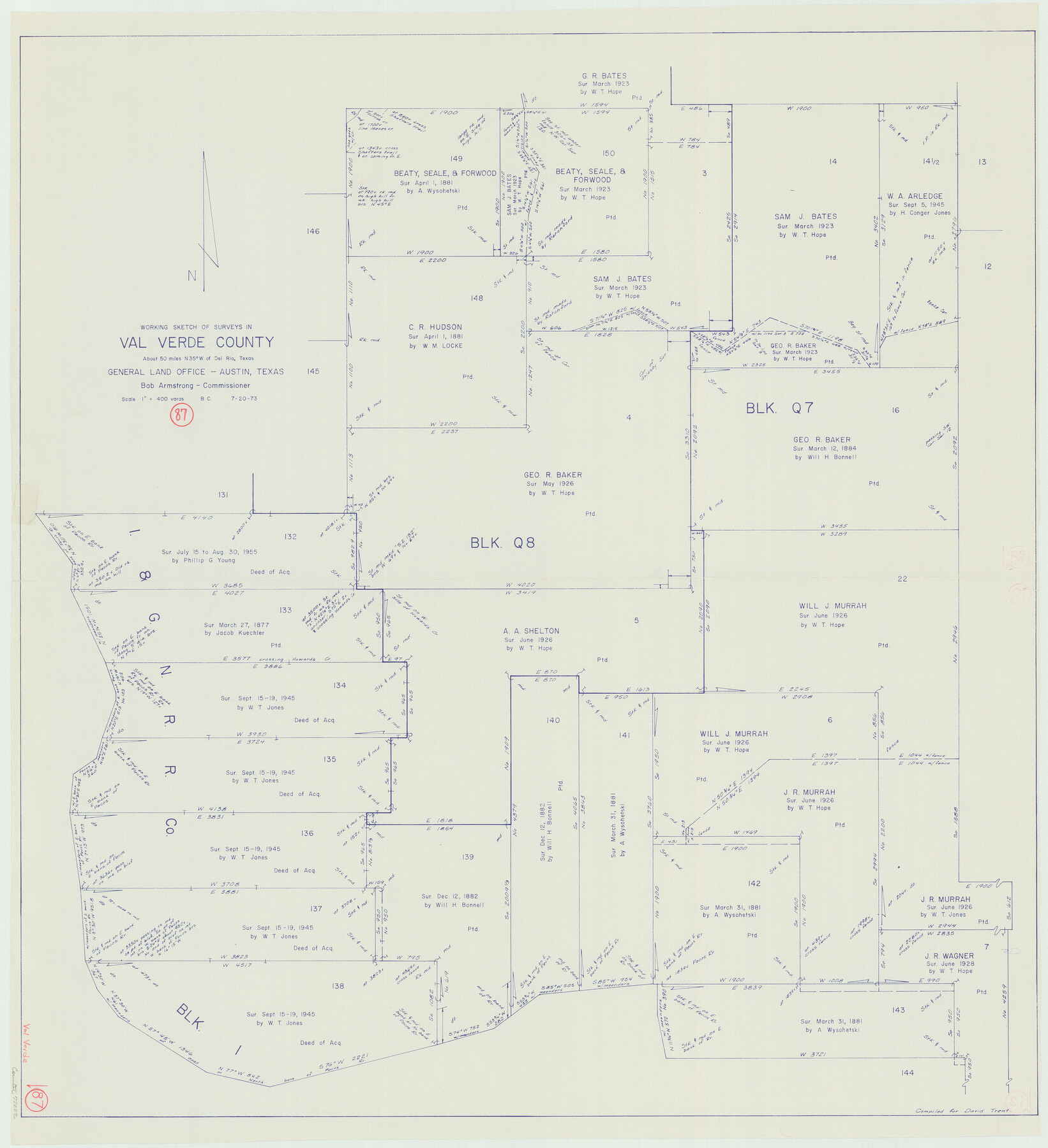 72222, Val Verde County Working Sketch 87, General Map Collection