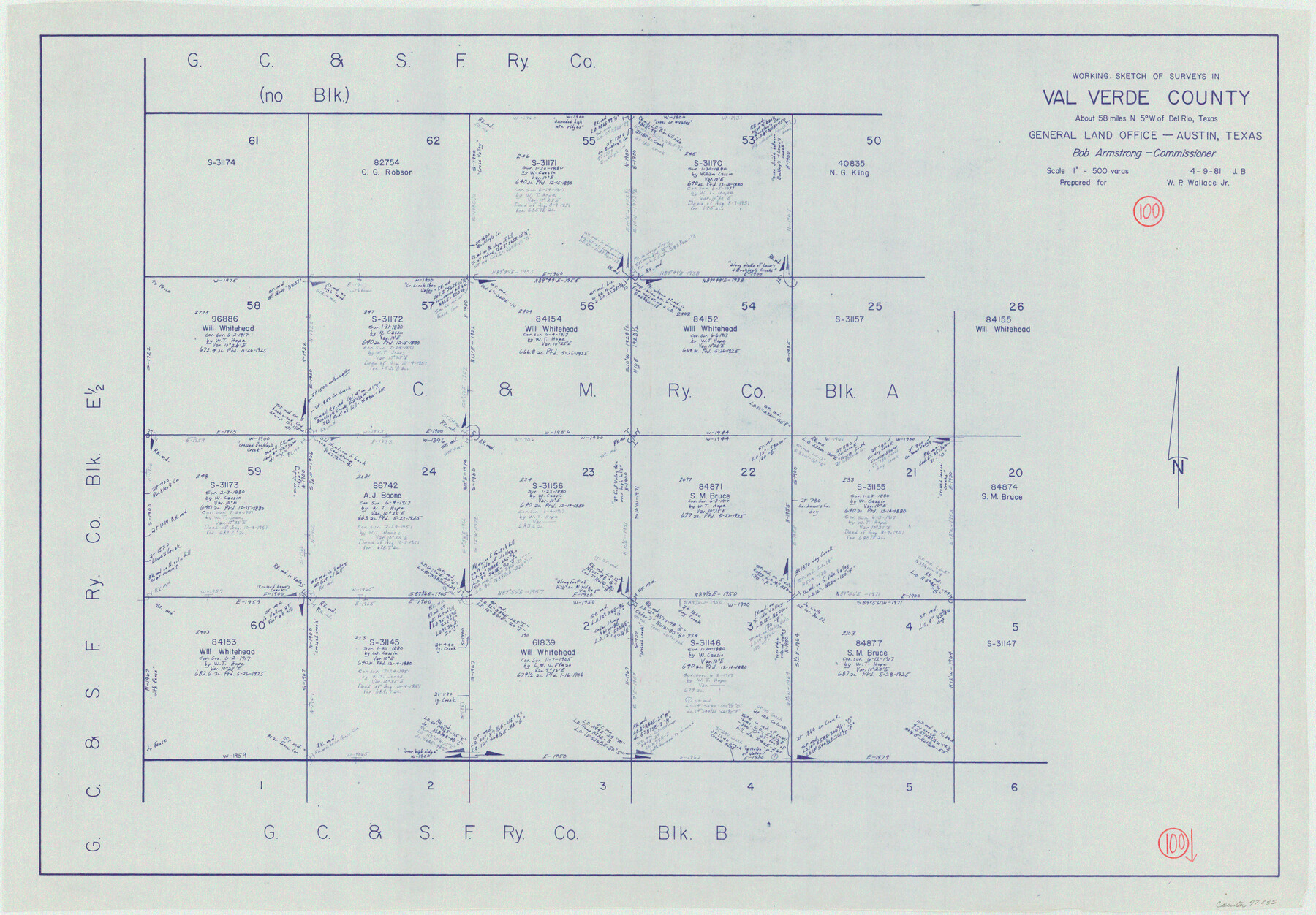 72235, Val Verde County Working Sketch 100, General Map Collection