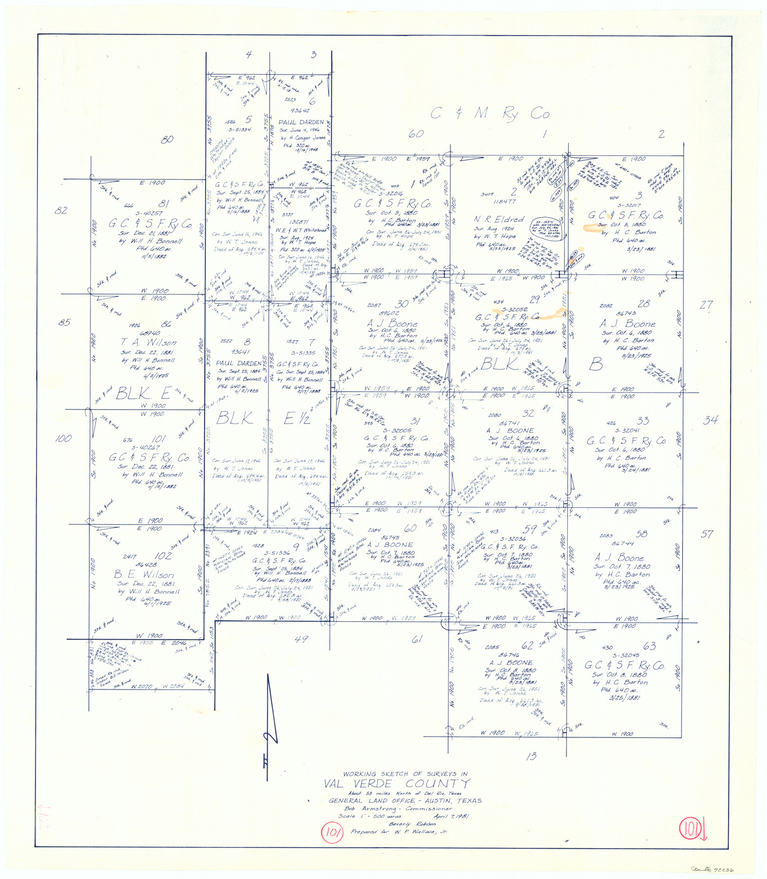 72236, Val Verde County Working Sketch 101, General Map Collection