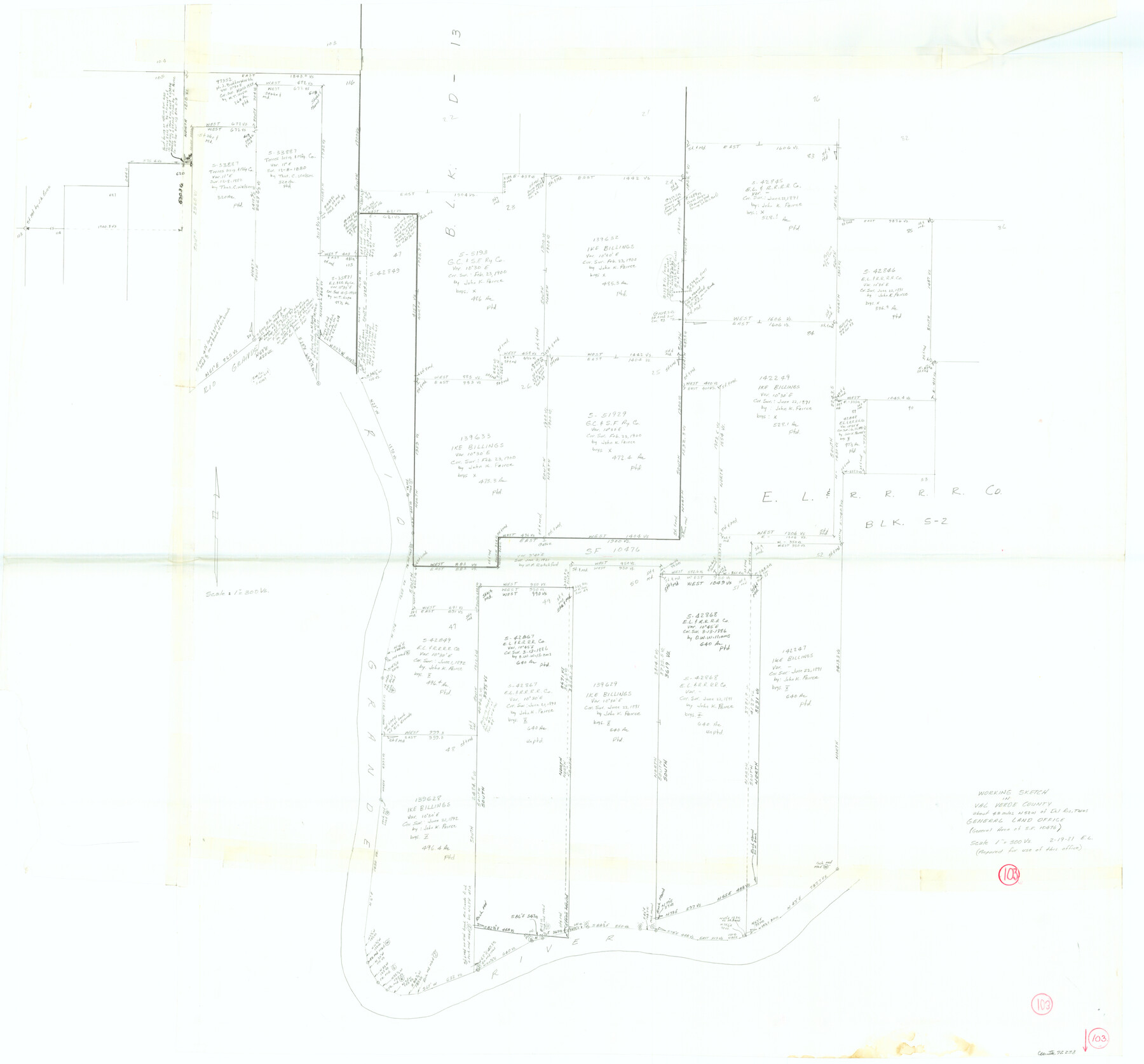 72238, Val Verde County Working Sketch 103, General Map Collection