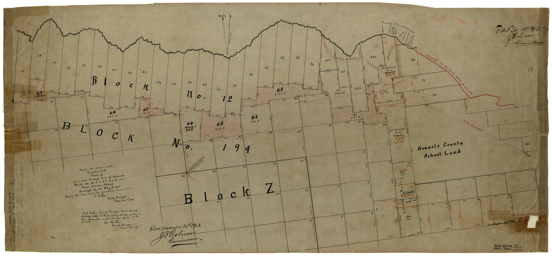 7225, Pecos County Rolled Sketch 47, General Map Collection
