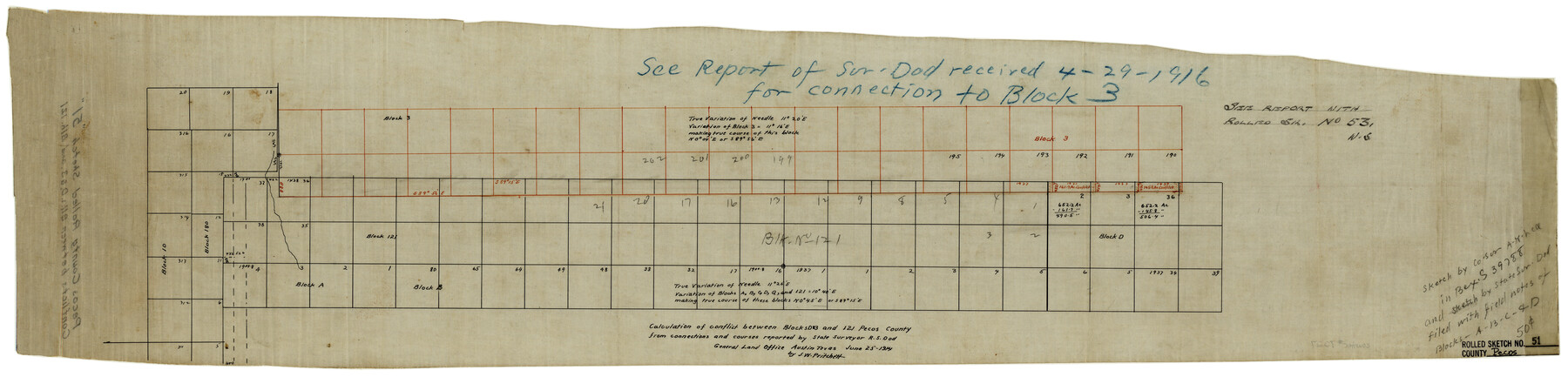 7227, Pecos County Rolled Sketch 51, General Map Collection
