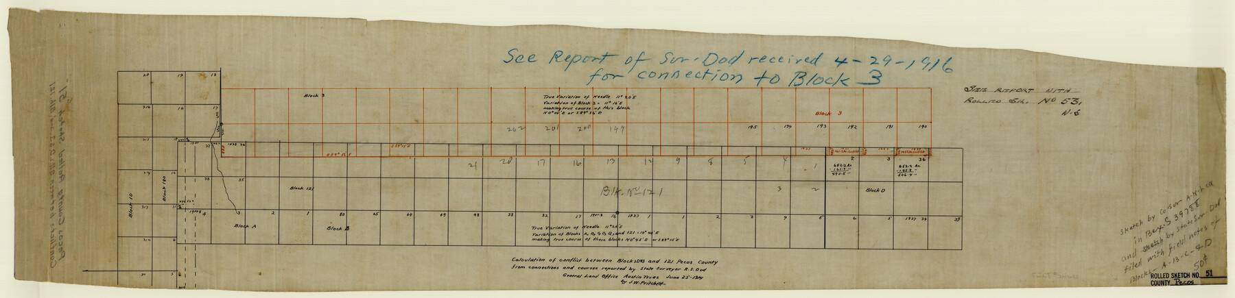 7227, Pecos County Rolled Sketch 51, General Map Collection