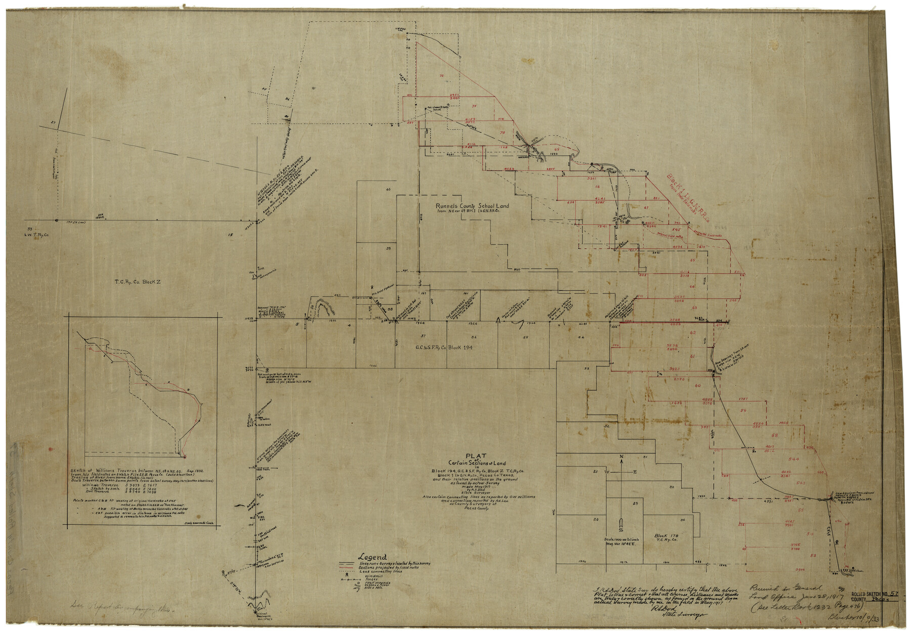 7230, Pecos County Rolled Sketch 57, General Map Collection
