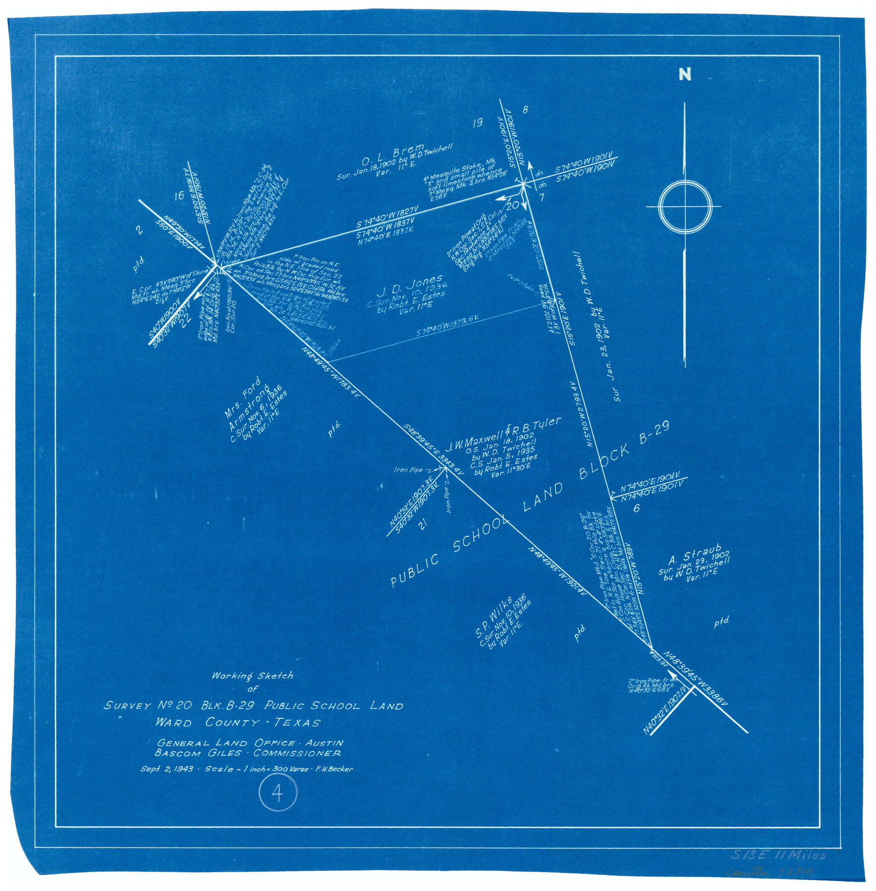 72310, Ward County Working Sketch 4, General Map Collection