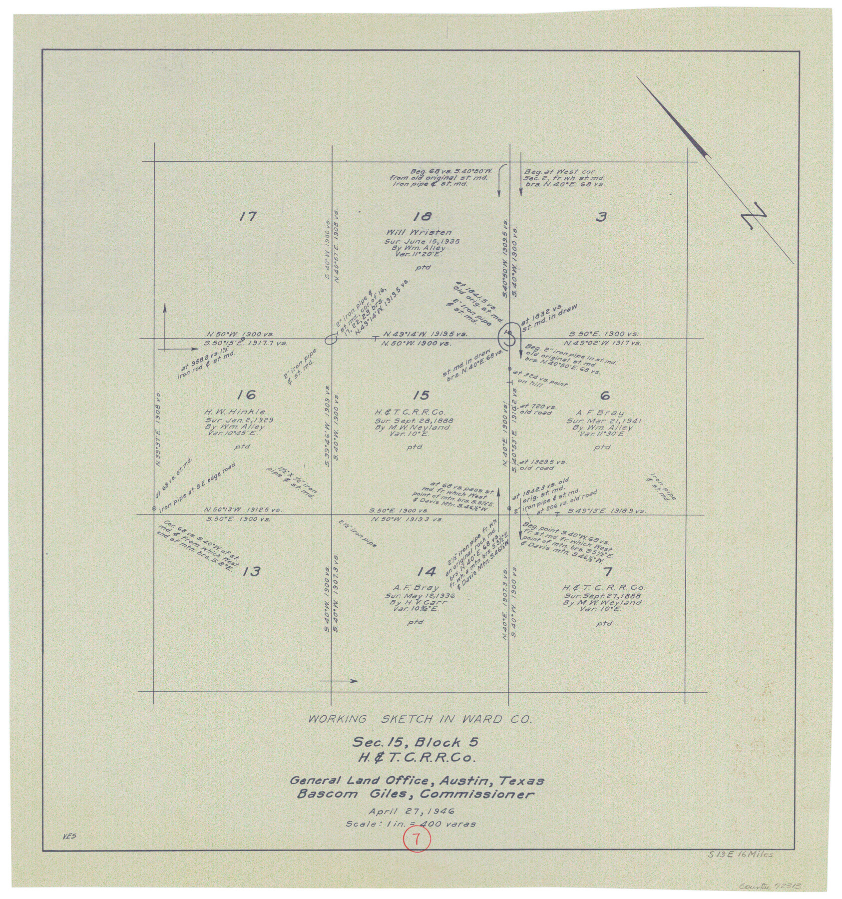 72313, Ward County Working Sketch 7, General Map Collection