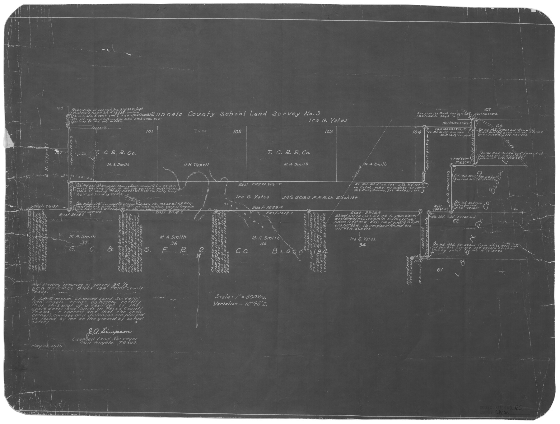 7232, Pecos County Rolled Sketch 60, General Map Collection
