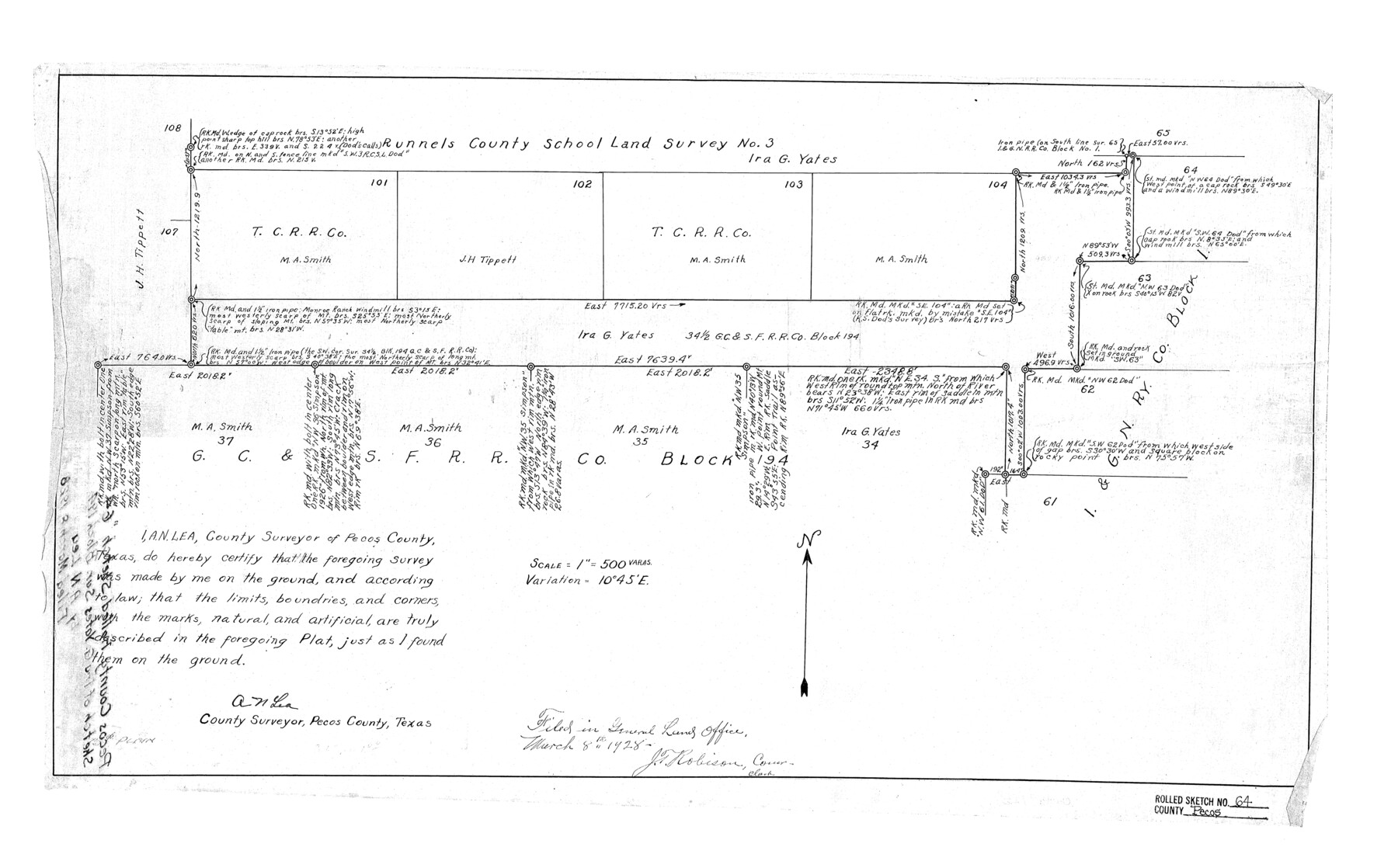 7235, Pecos County Rolled Sketch 64, General Map Collection