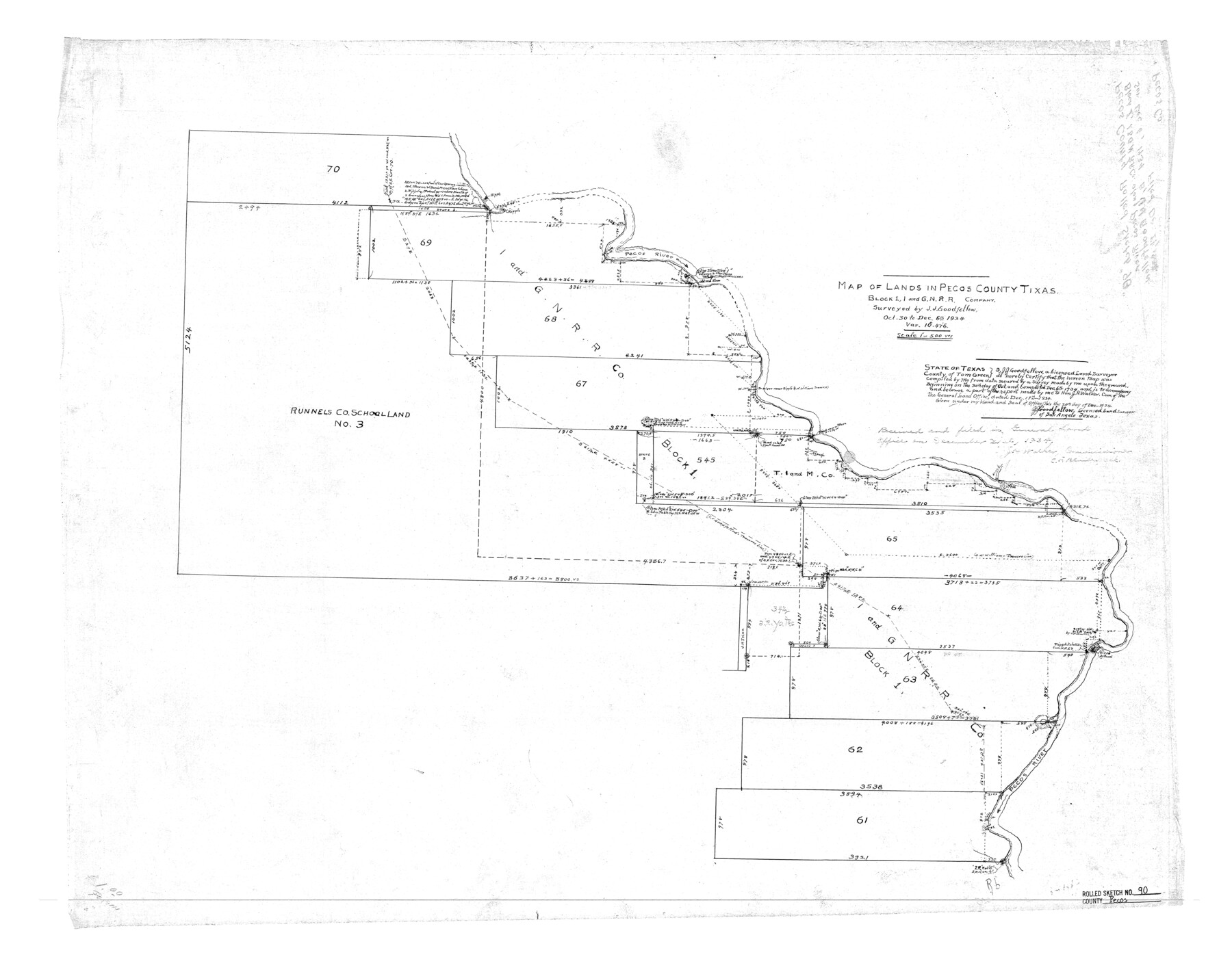 7245, Pecos County Rolled Sketch 90, General Map Collection