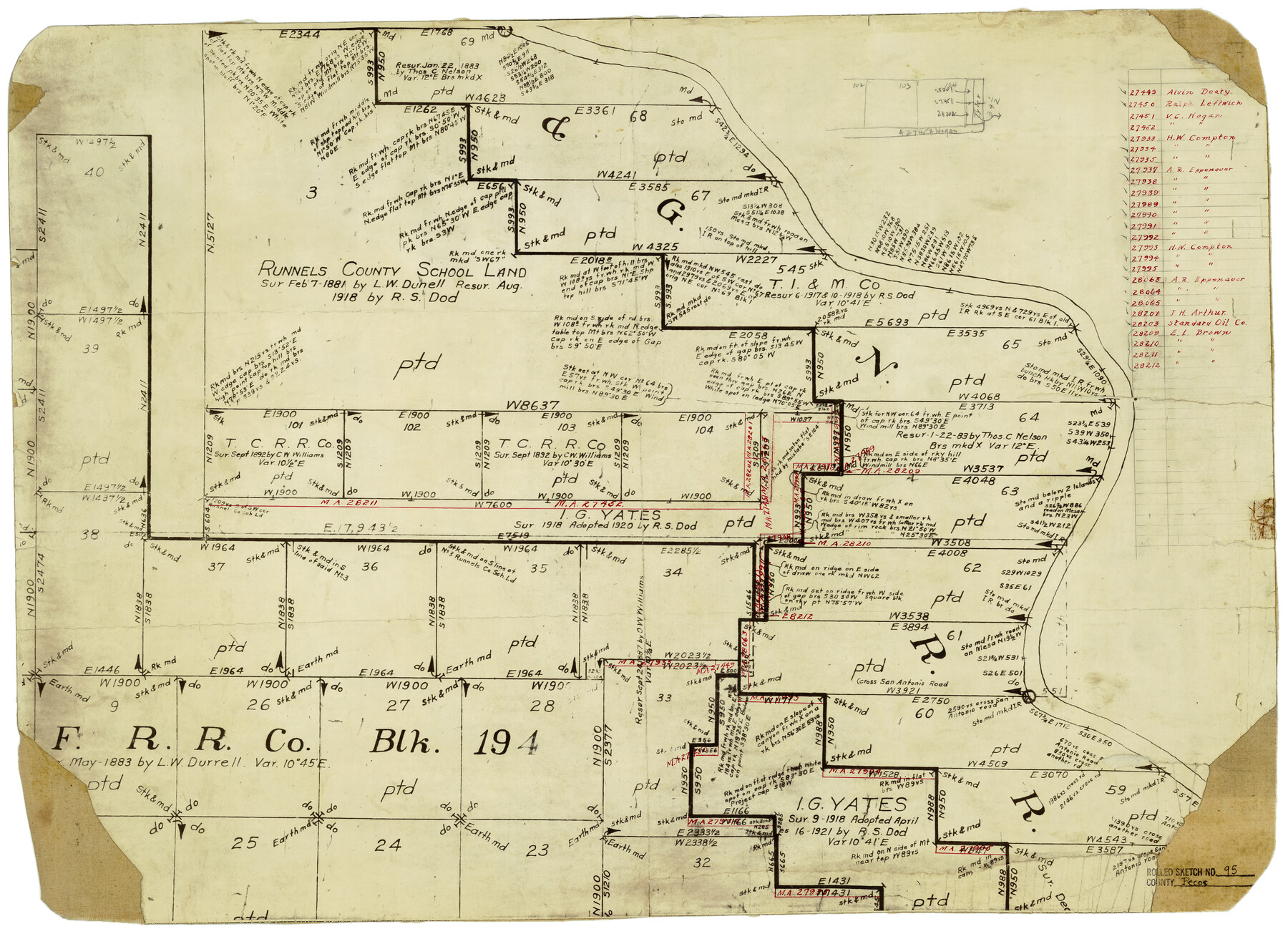 7247, Pecos County Rolled Sketch 95, General Map Collection
