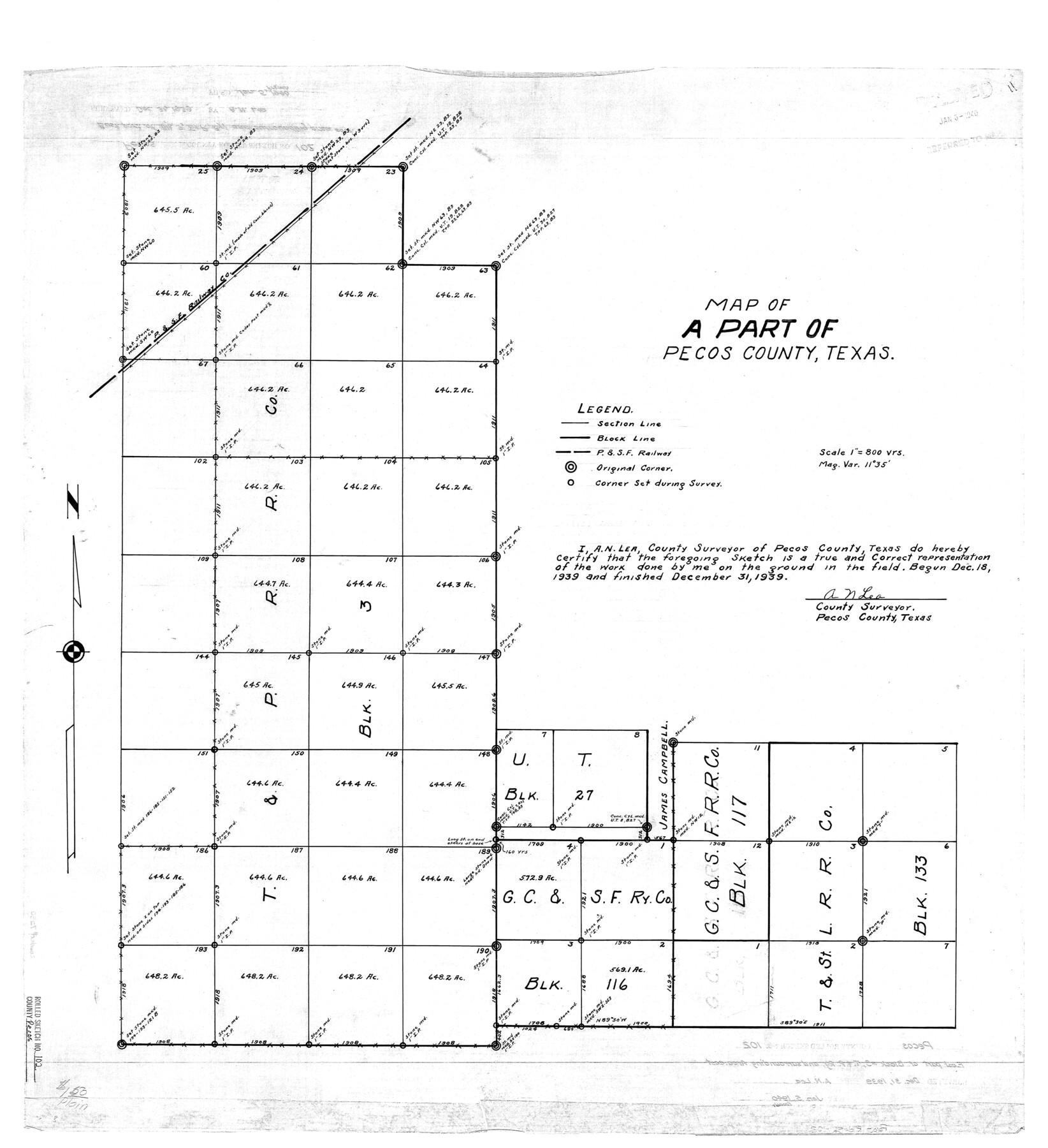 7250, Pecos County Rolled Sketch 102, General Map Collection