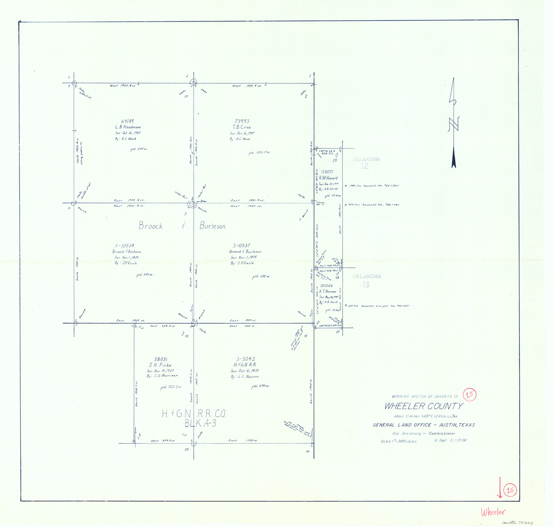 72504, Wheeler County Working Sketch 15, General Map Collection