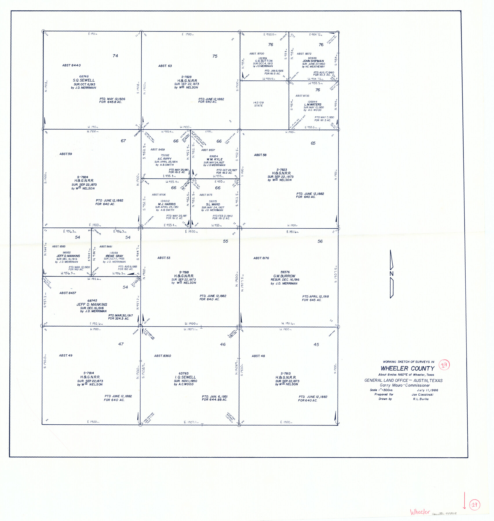 72508, Wheeler County Working Sketch 19, General Map Collection