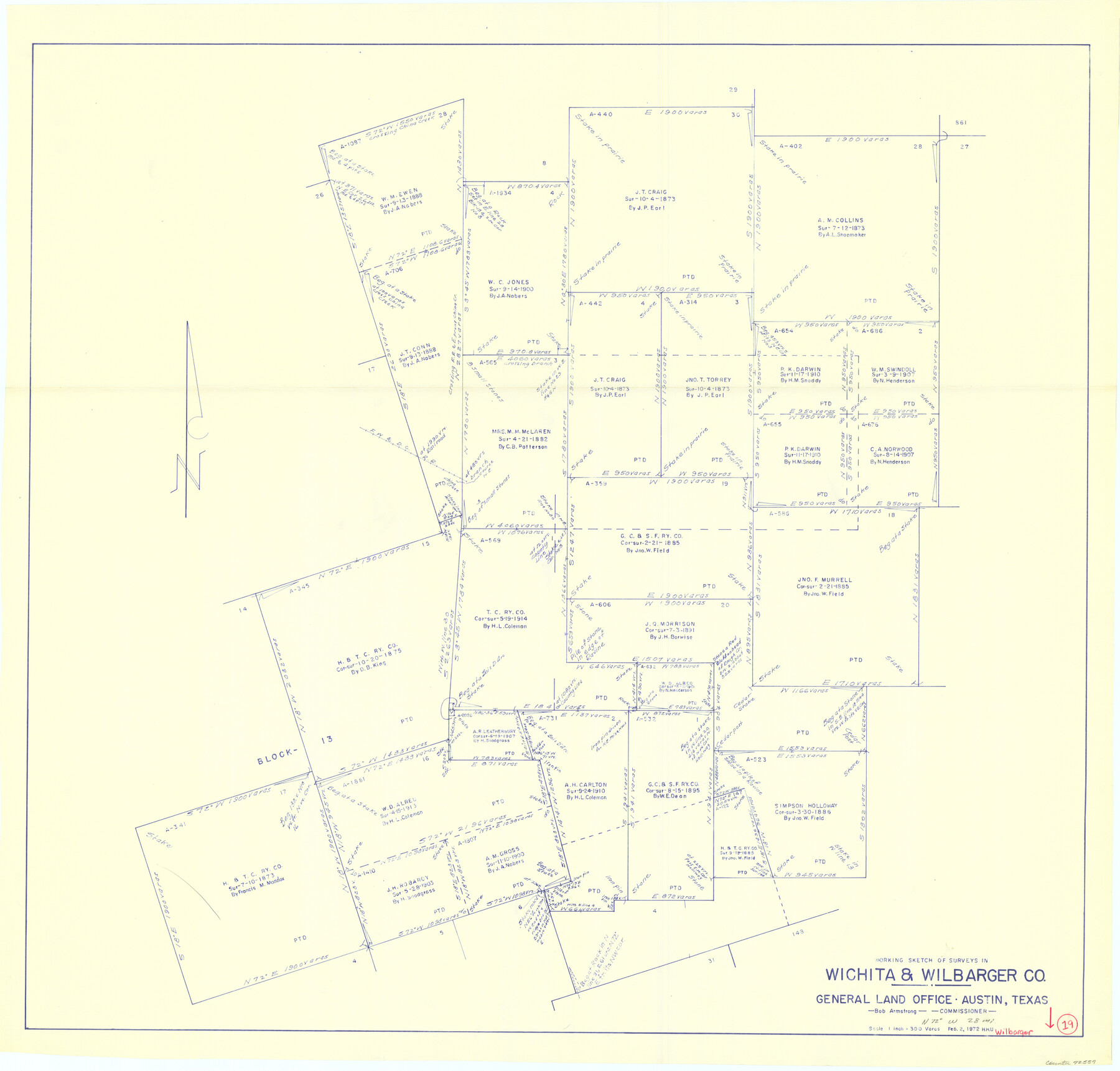 72557, Wilbarger County Working Sketch 19, General Map Collection