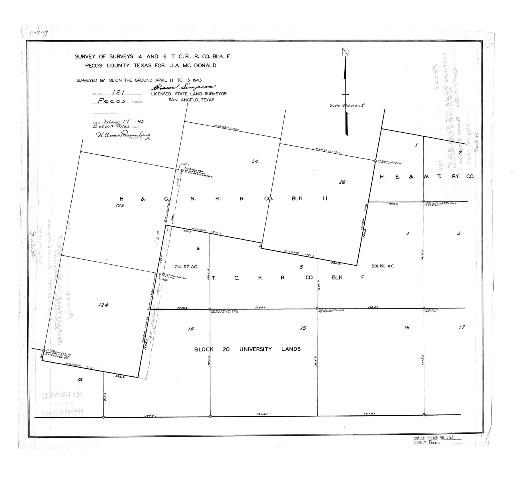 7262, Pecos County Rolled Sketch 121, General Map Collection