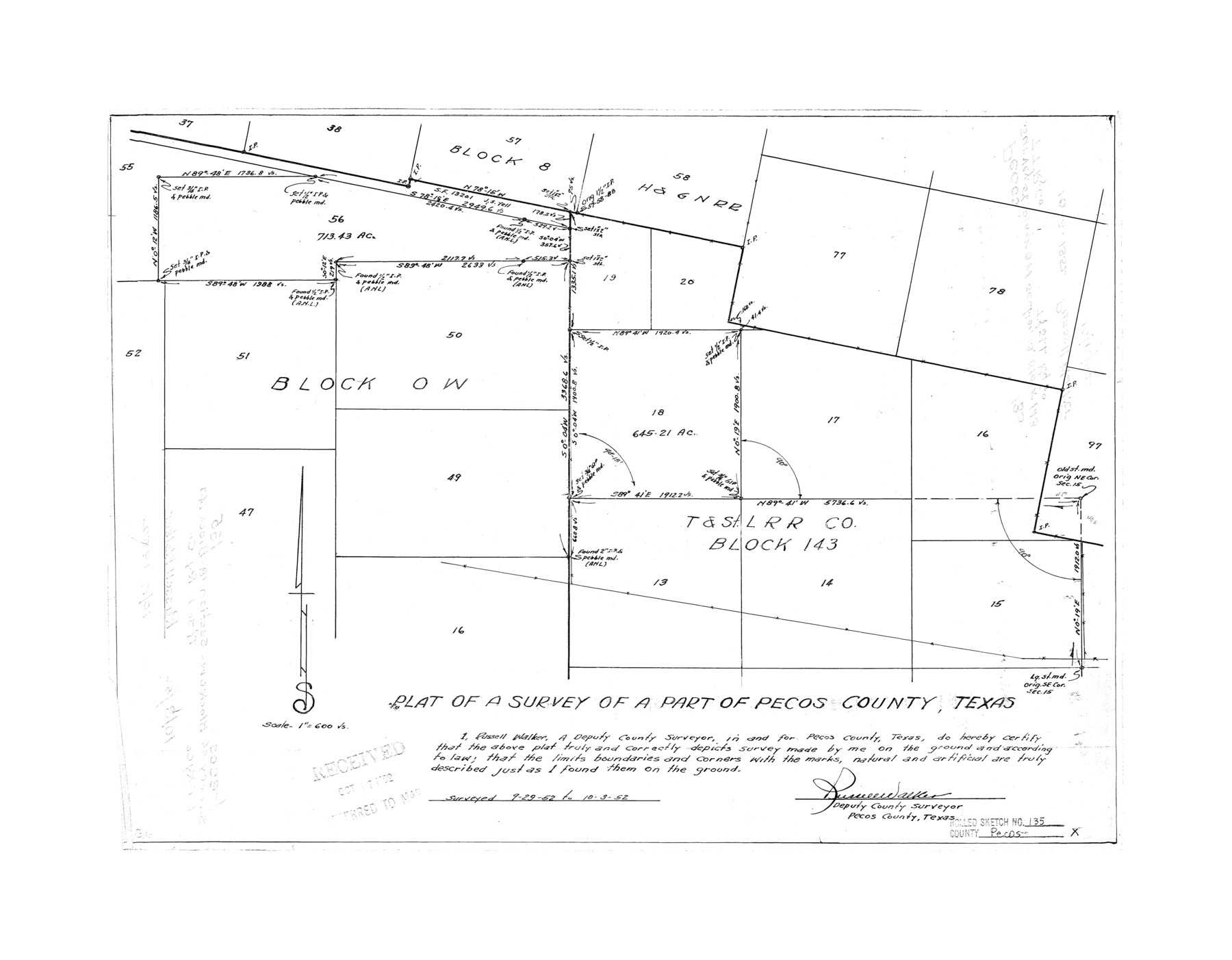 7271, Pecos County Rolled Sketch 135, General Map Collection