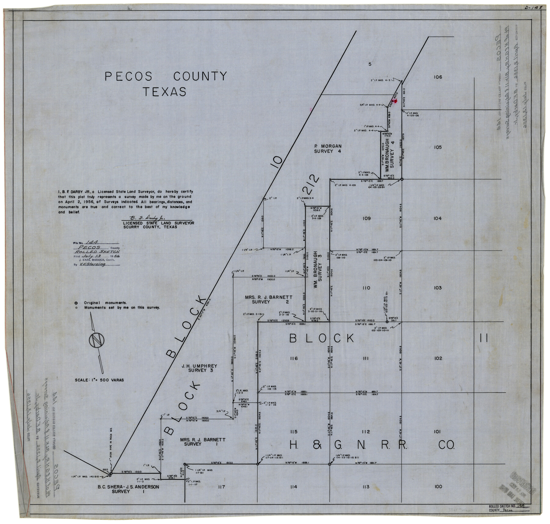 7277, Pecos County Rolled Sketch 144, General Map Collection
