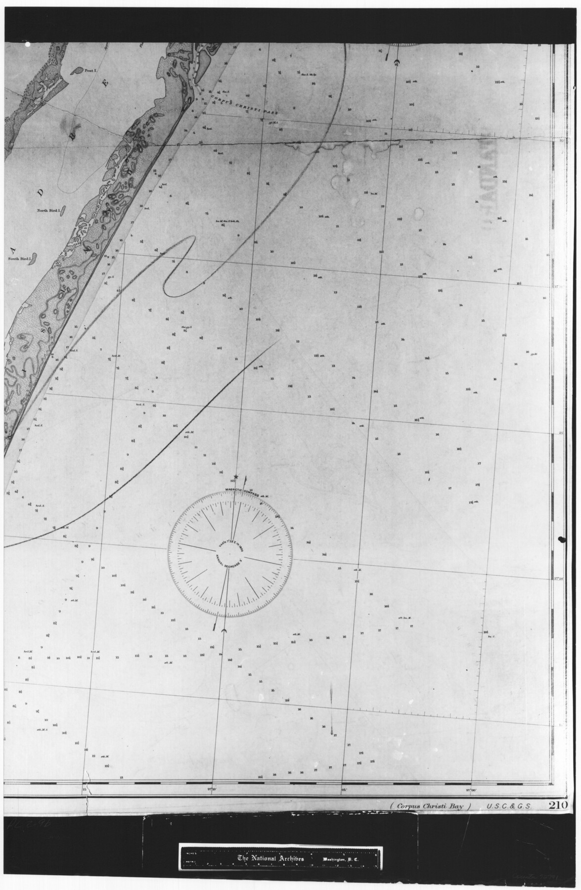72791, Coast Chart No. 210 Aransas Pass and Corpus Christi Bay with the coast to latitude 27° 12' Texas, General Map Collection