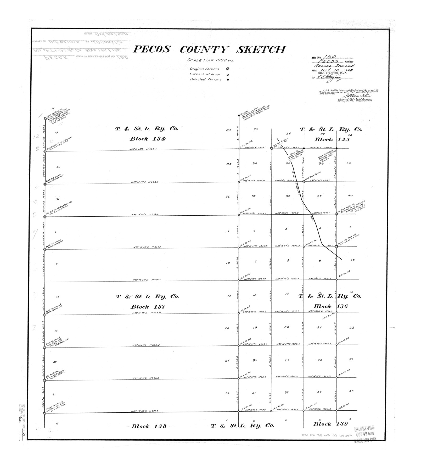 7280, Pecos County Rolled Sketch 150, General Map Collection