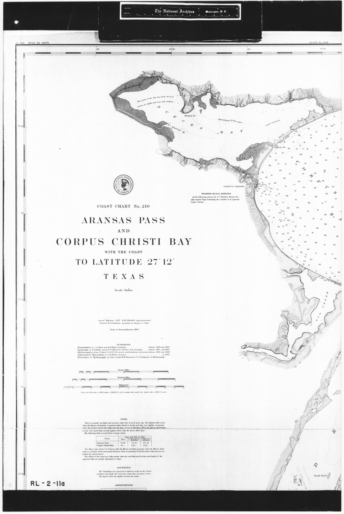 72801, Coast Chart No. 210 Aransas Pass and Corpus Christi Bay with the coast to latitude 27° 12' Texas, General Map Collection