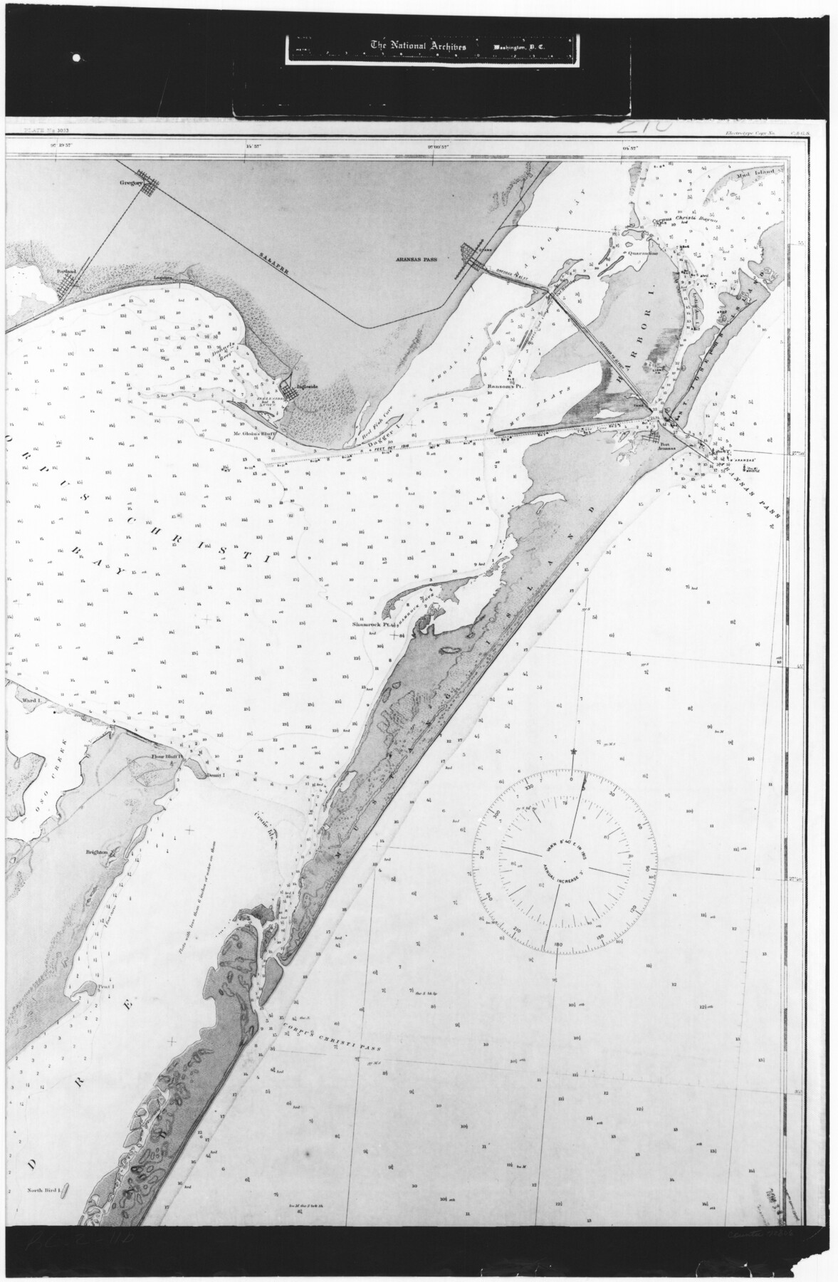 72806, Coast Chart No. 210 Aransas Pass and Corpus Christi Bay with the coast to latitude 27° 12' Texas, General Map Collection