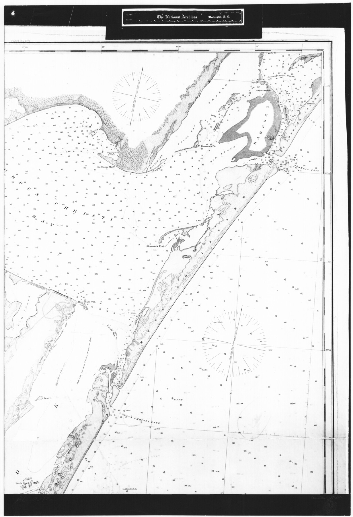 72810, Coast Chart No. 210 Aransas Pass and Corpus Christi Bay with the coast to latitude 27° 12' Texas, General Map Collection