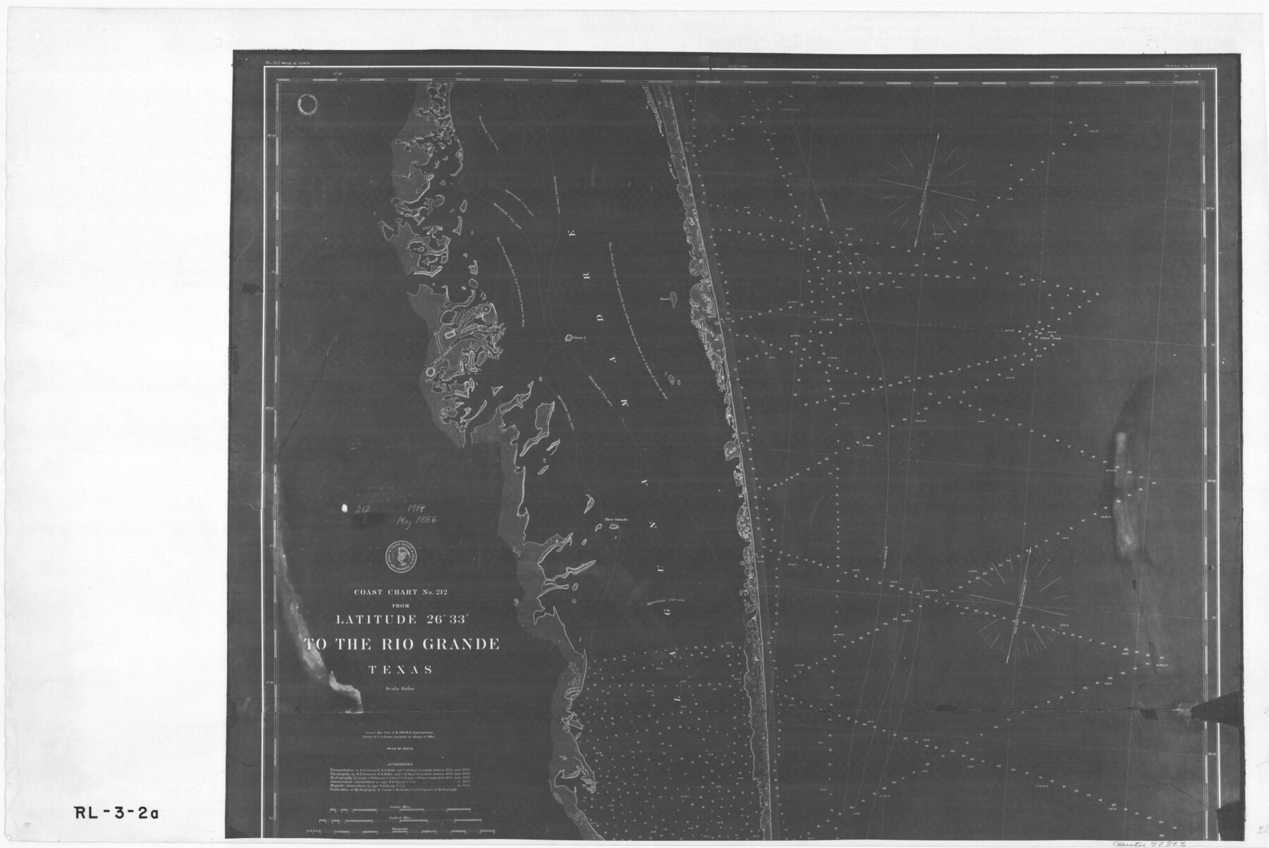 72825, Coast Chart No. 212 - From Latitude 26° 33' to the Rio Grande Texas, General Map Collection