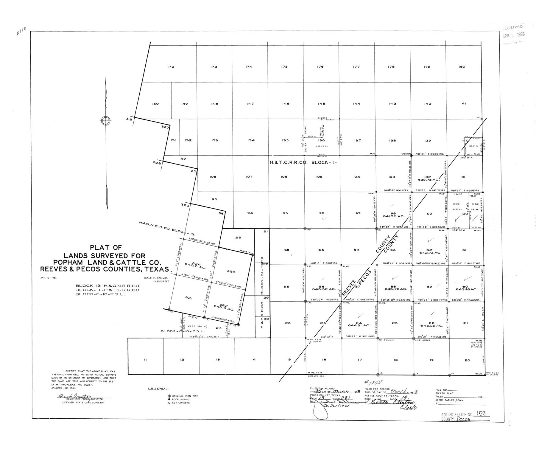 7284, Pecos County Rolled Sketch 158, General Map Collection