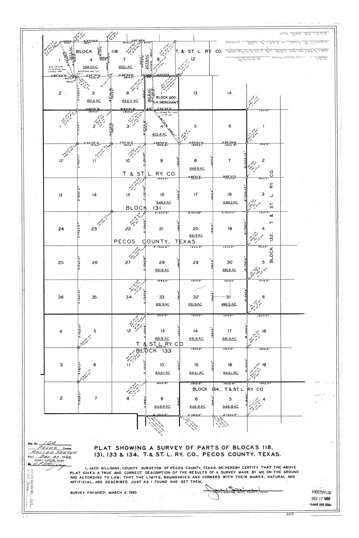 7287, Pecos County Rolled Sketch 164, General Map Collection