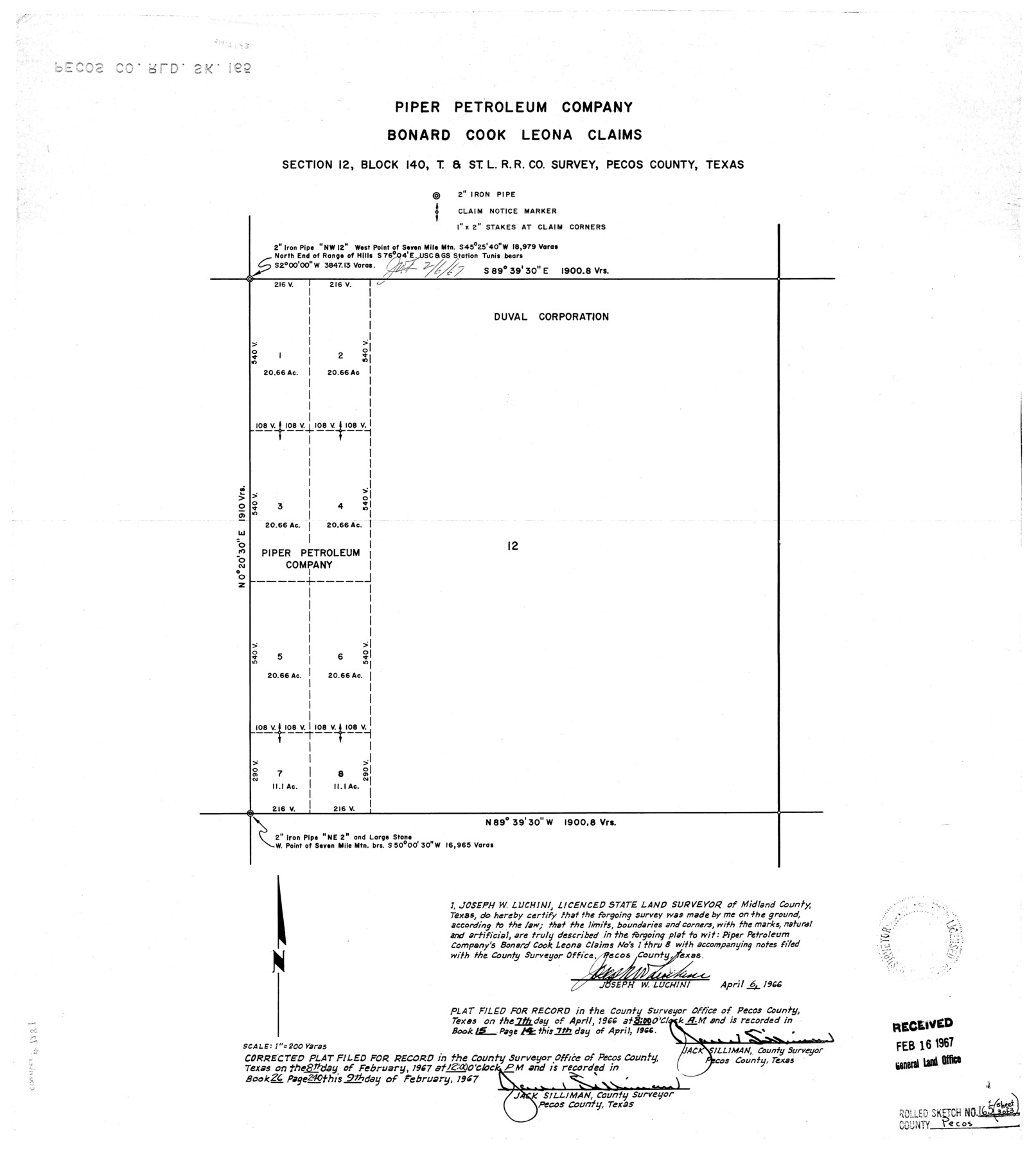 7289, Pecos County Rolled Sketch 165, General Map Collection