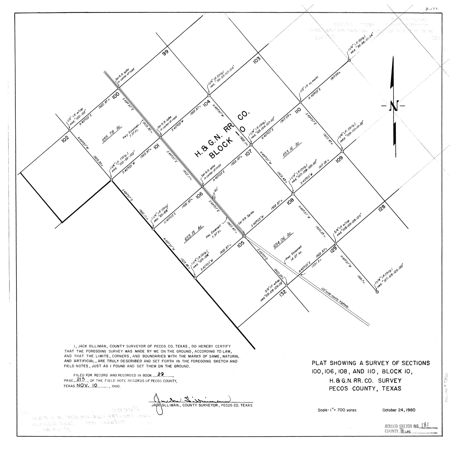 7300, Pecos County Rolled Sketch 181, General Map Collection