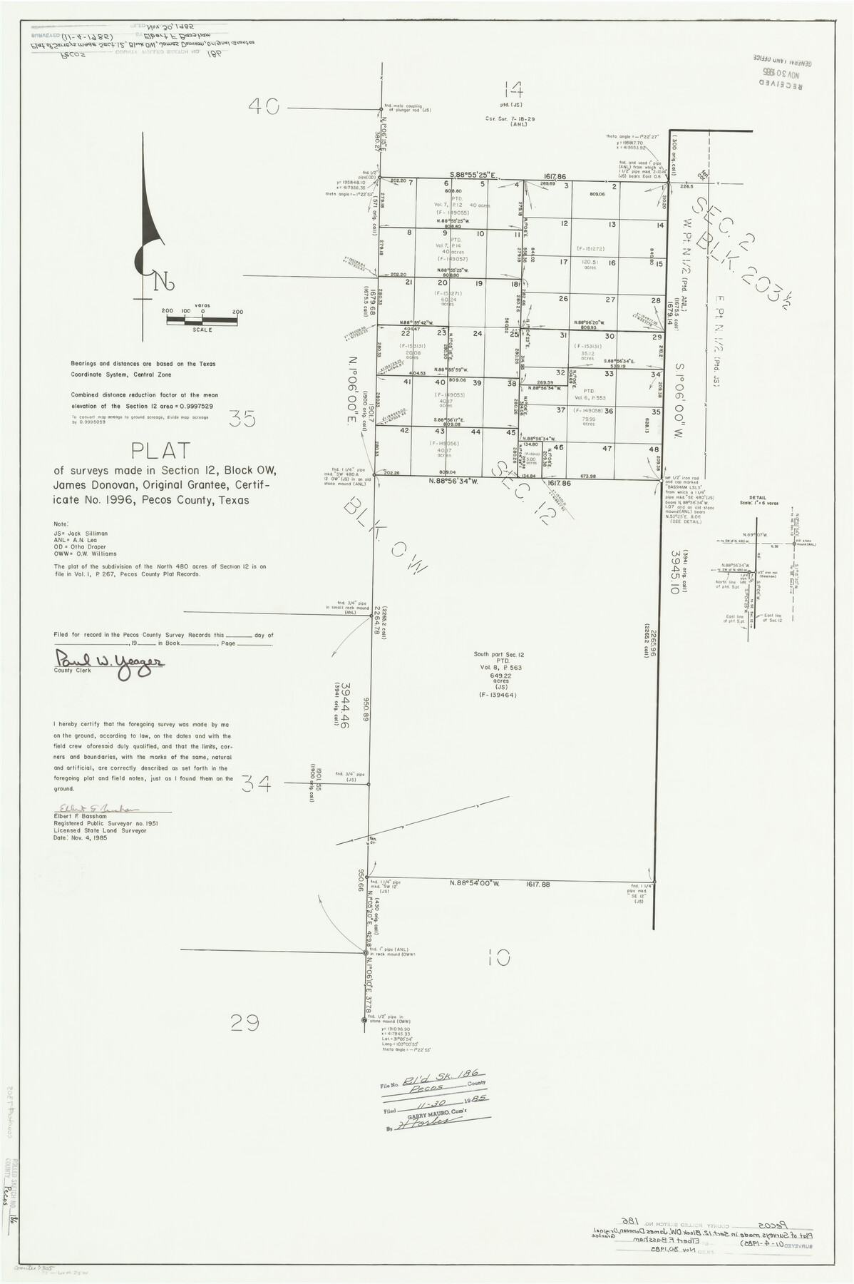 7305, Pecos County Rolled Sketch 186, General Map Collection - 1