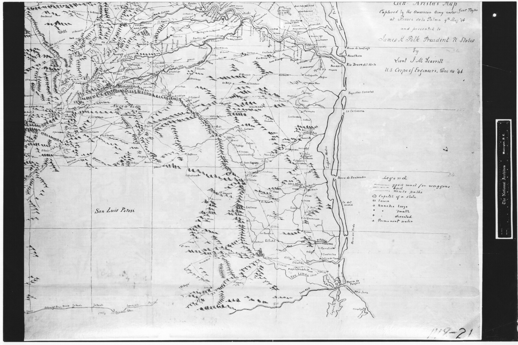 73060, Traced from Genl. Arista's map captured by the American Army under Genl. Taylor at Resaca de la Palma 9th May '46 and presented to James K. Polk, President U. States, General Map Collection