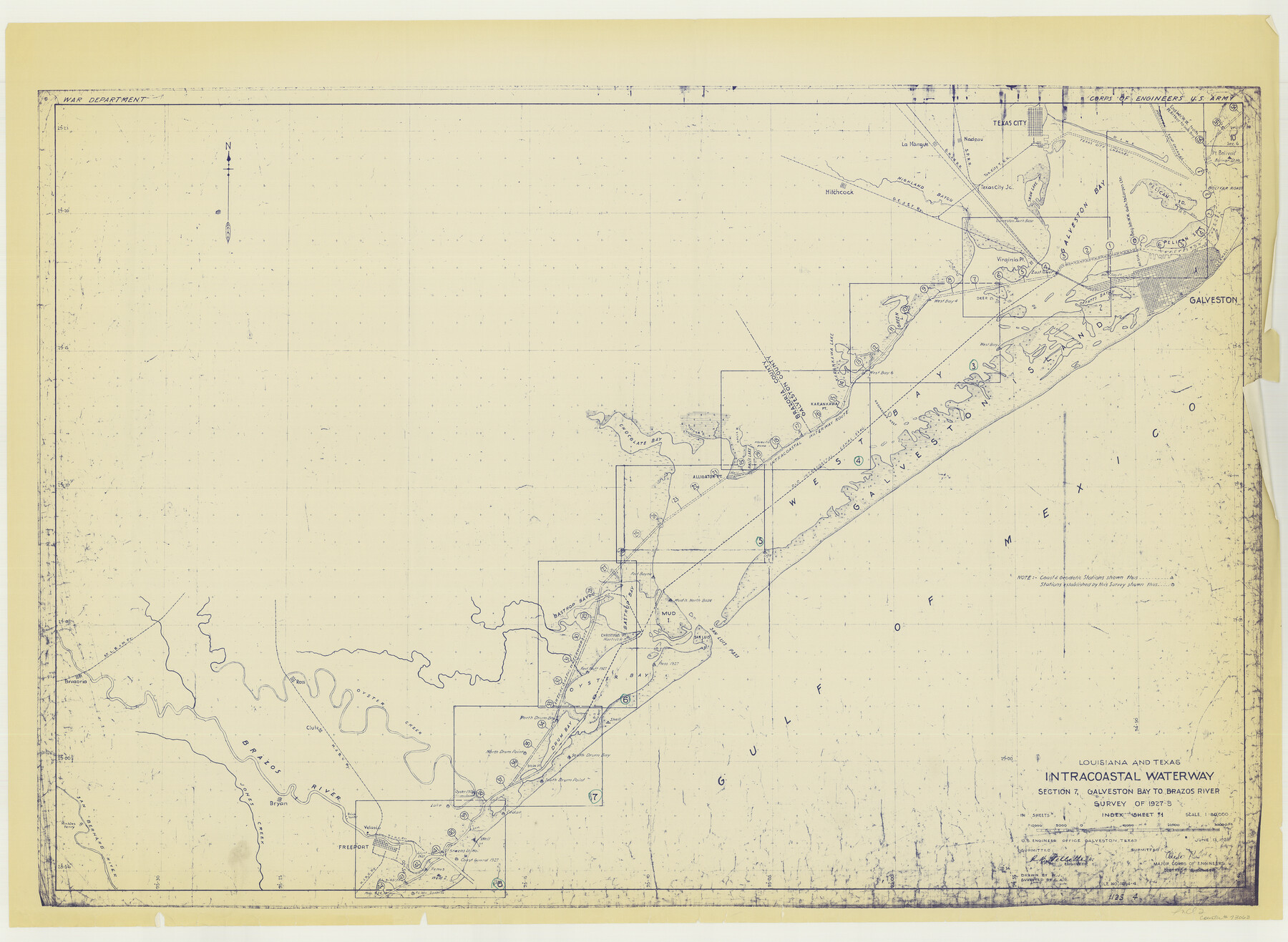 73063, Louisiana and Texas Intracoastal Waterway, Section 7, Galveston Bay to Brazos River and Section 8, Brazos River to Matagorda Bay, General Map Collection
