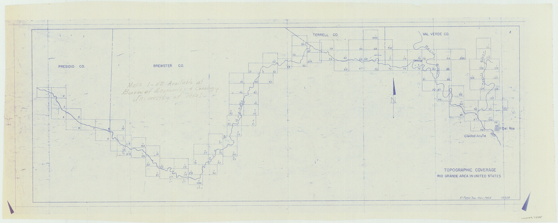 73345, Amistad International Reservoir on Rio Grande Key Sheet, General Map Collection