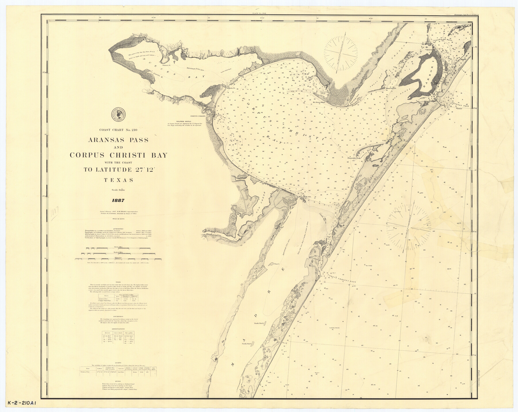 73443, Coast Chart No. 210 - Aransas Pass and Corpus Christi Bay with the coast to latitude 27° 12', Texas, General Map Collection