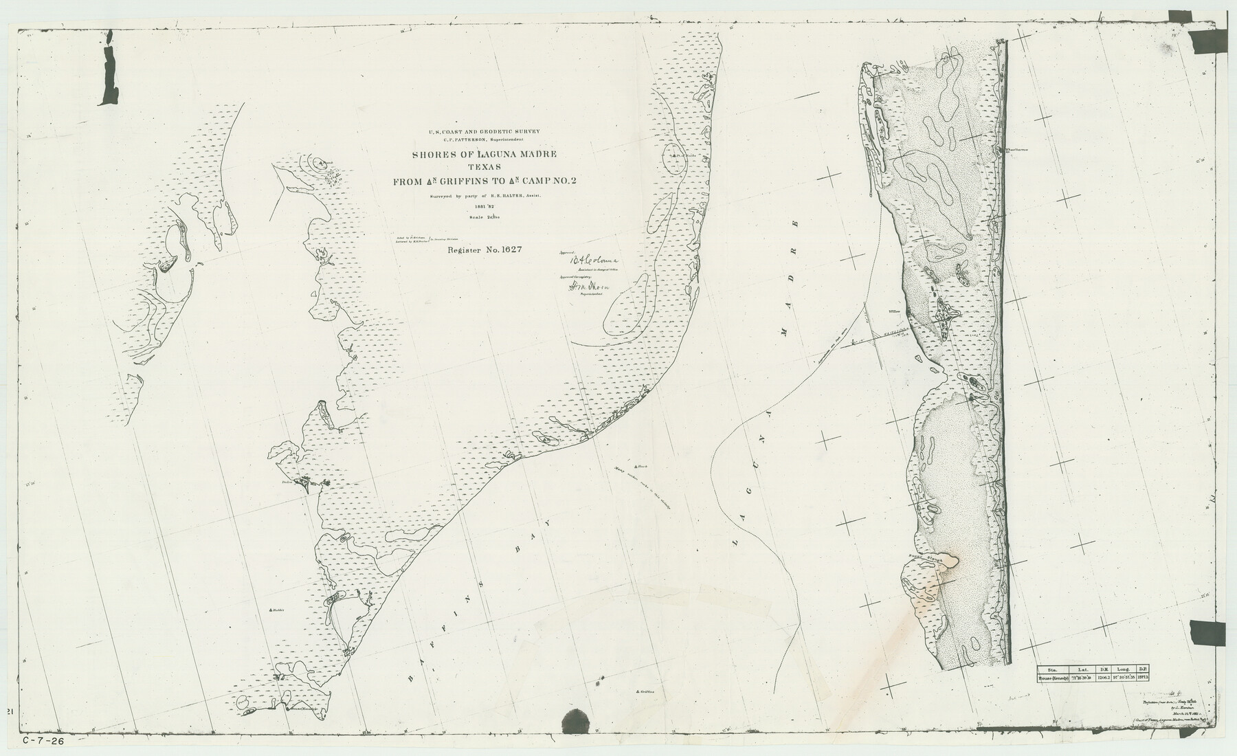 73483, Shores of Laguna Madre, Texas from Triangulation Station Griffins to Triangulation Station Camp No. 2, General Map Collection