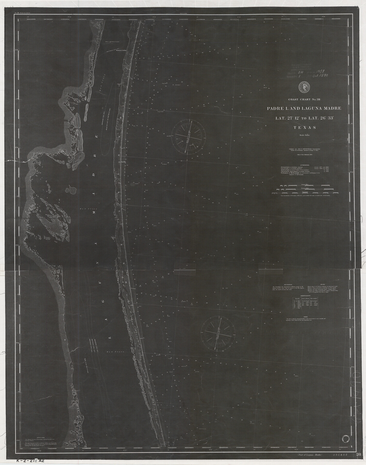 73502, Coast Chart No. 211 - Padre I. and Laguna Madre, Lat. 27° 12' to Lat. 26° 33', Texas, General Map Collection