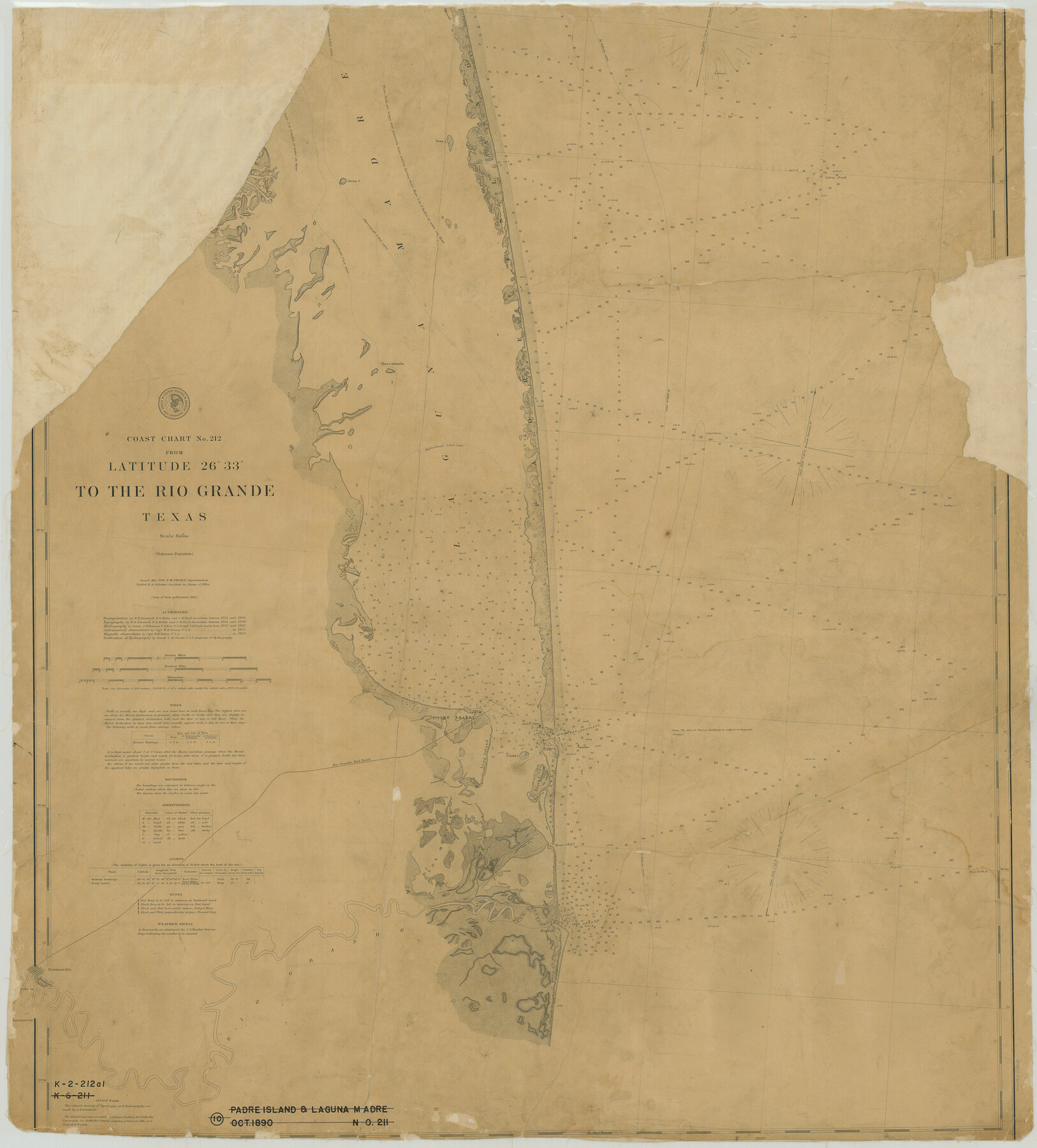 73503, Coast Chart No. 212 - From Latitude 26° 33' to the Rio Grande, Texas, General Map Collection