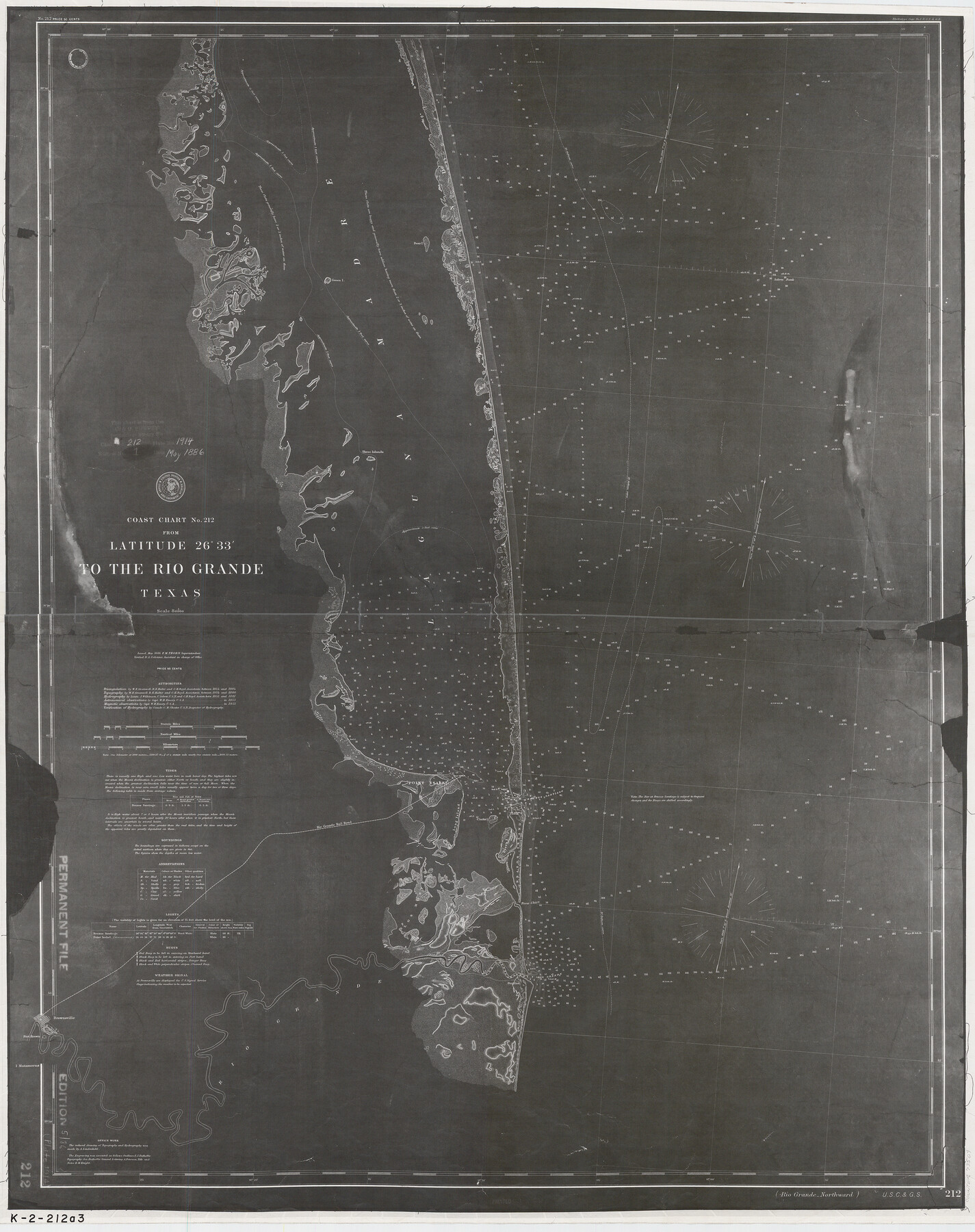 73504, Coast Chart No. 212 - From Latitude 26° 33' to the Rio Grande, Texas, General Map Collection