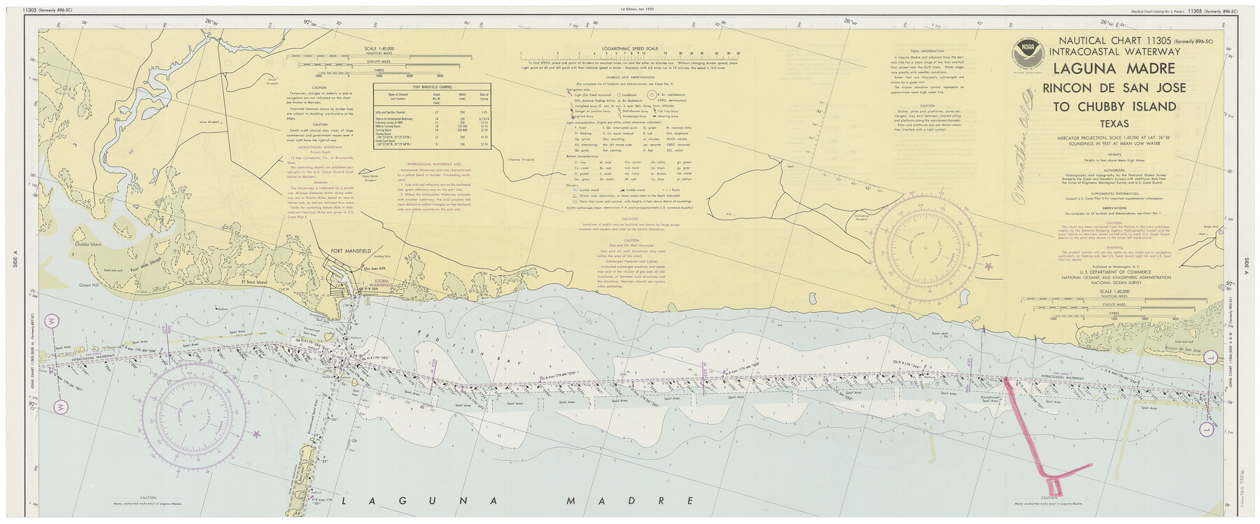 73516, Intracoastal Waterway - Laguna Madre - Rincon de San Jose to Chubby Island, Texas, General Map Collection
