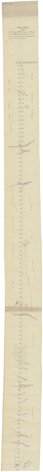 73565, Map of survey of the 100th Meridian west longitude, extending from the north bank of Red River to the intersection of the Northern Boundary of the Creek or Seminole Country, General Map Collection
