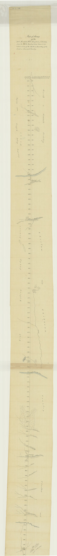 73565, Map of survey of the 100th Meridian west longitude, extending from the north bank of Red River to the intersection of the Northern Boundary of the Creek or Seminole Country, General Map Collection