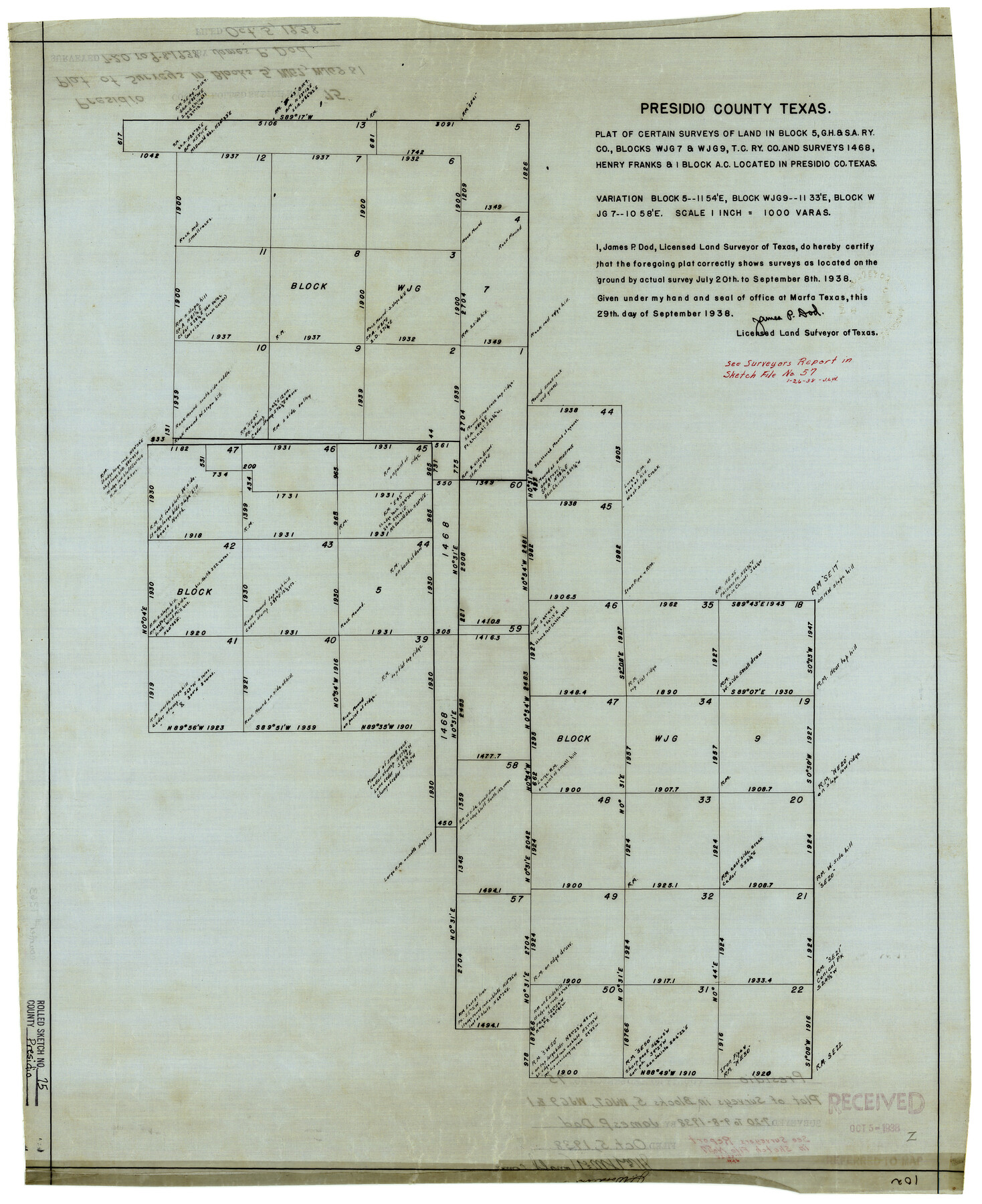 7363, Presidio County Rolled Sketch 75, General Map Collection
